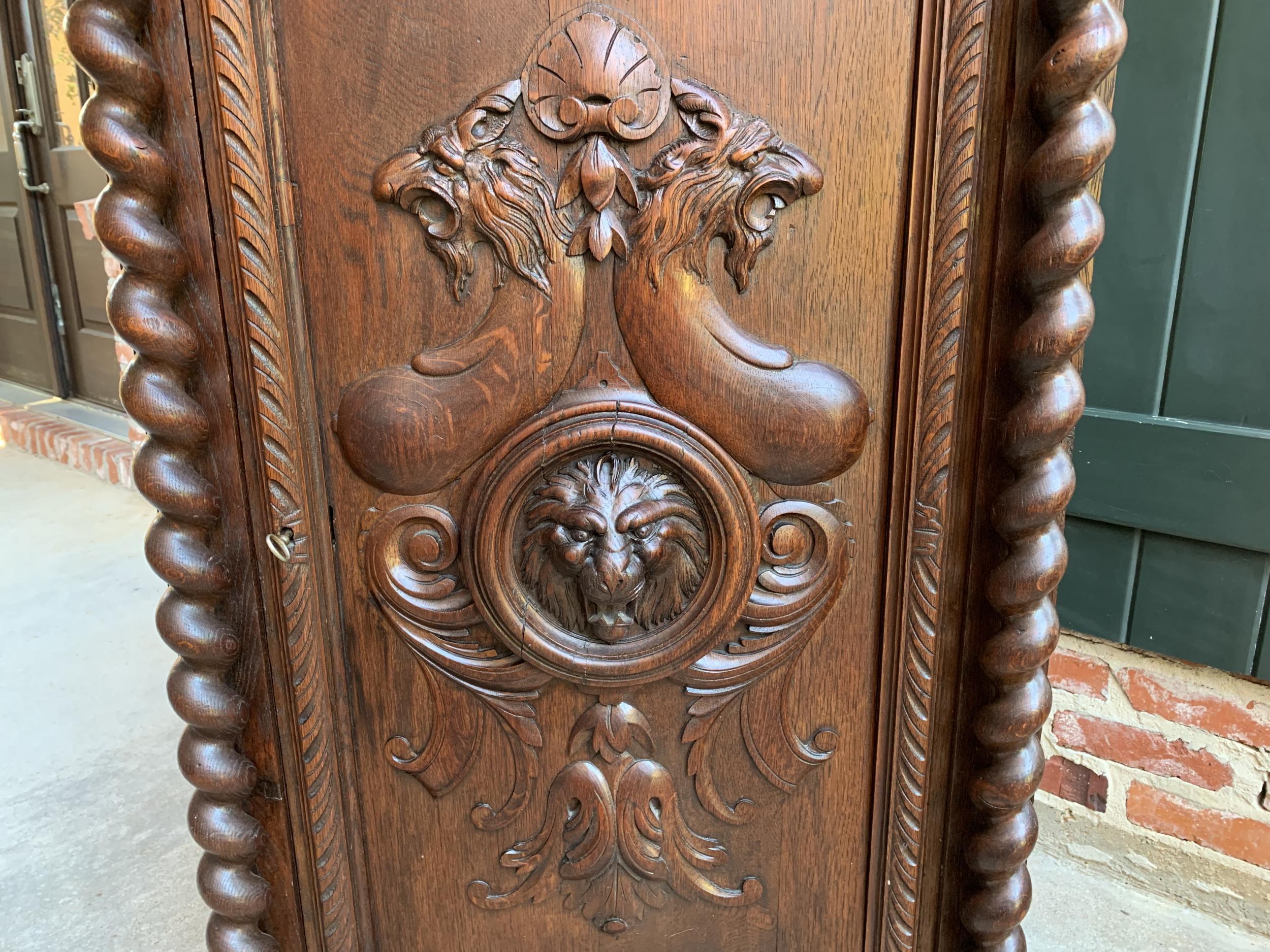 19th Century French Confiturier Jam Cabinet Carved Oak Barley Twist Louis XIV 10