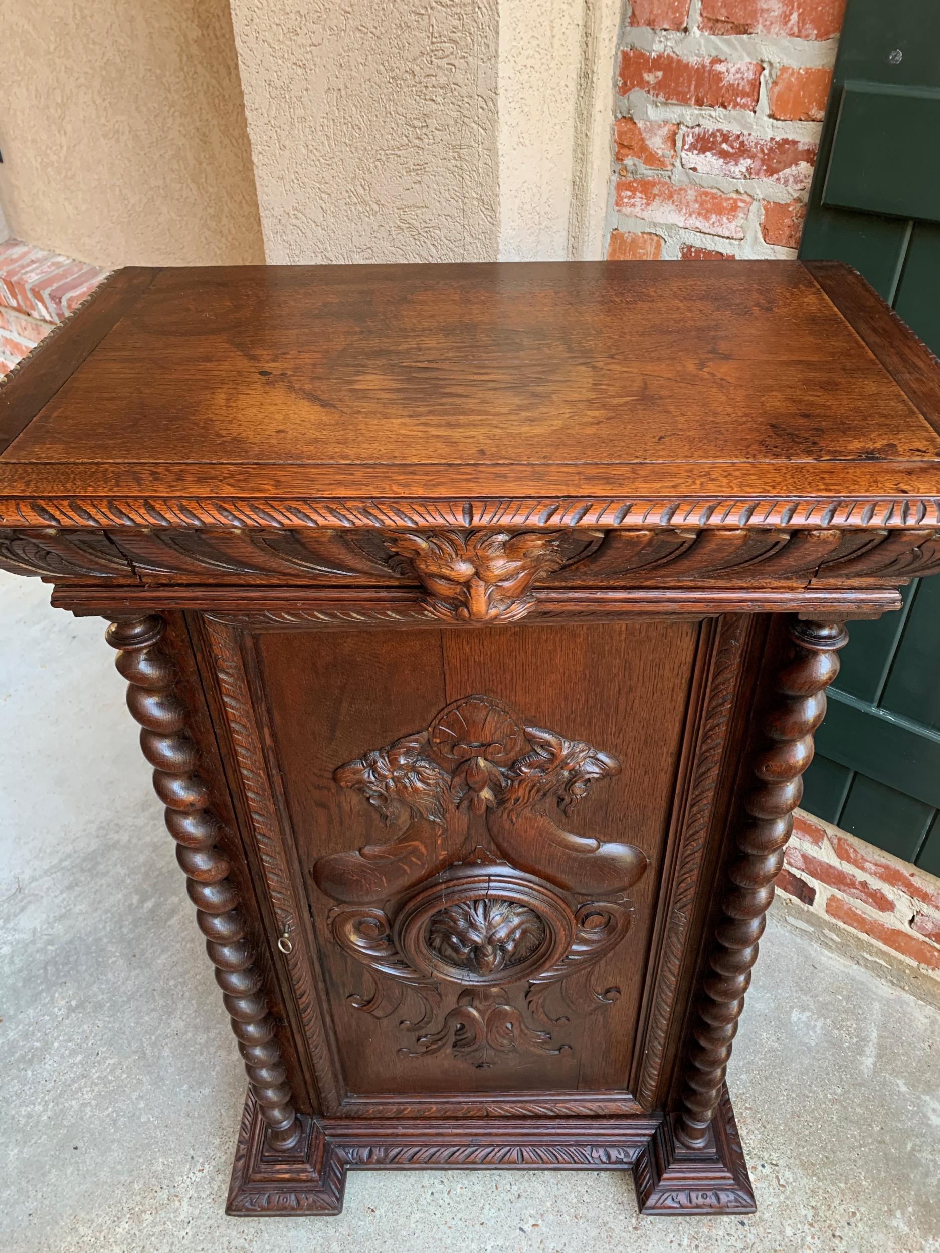 19th Century French Confiturier Jam Cabinet Carved Oak Barley Twist Louis XIV 15