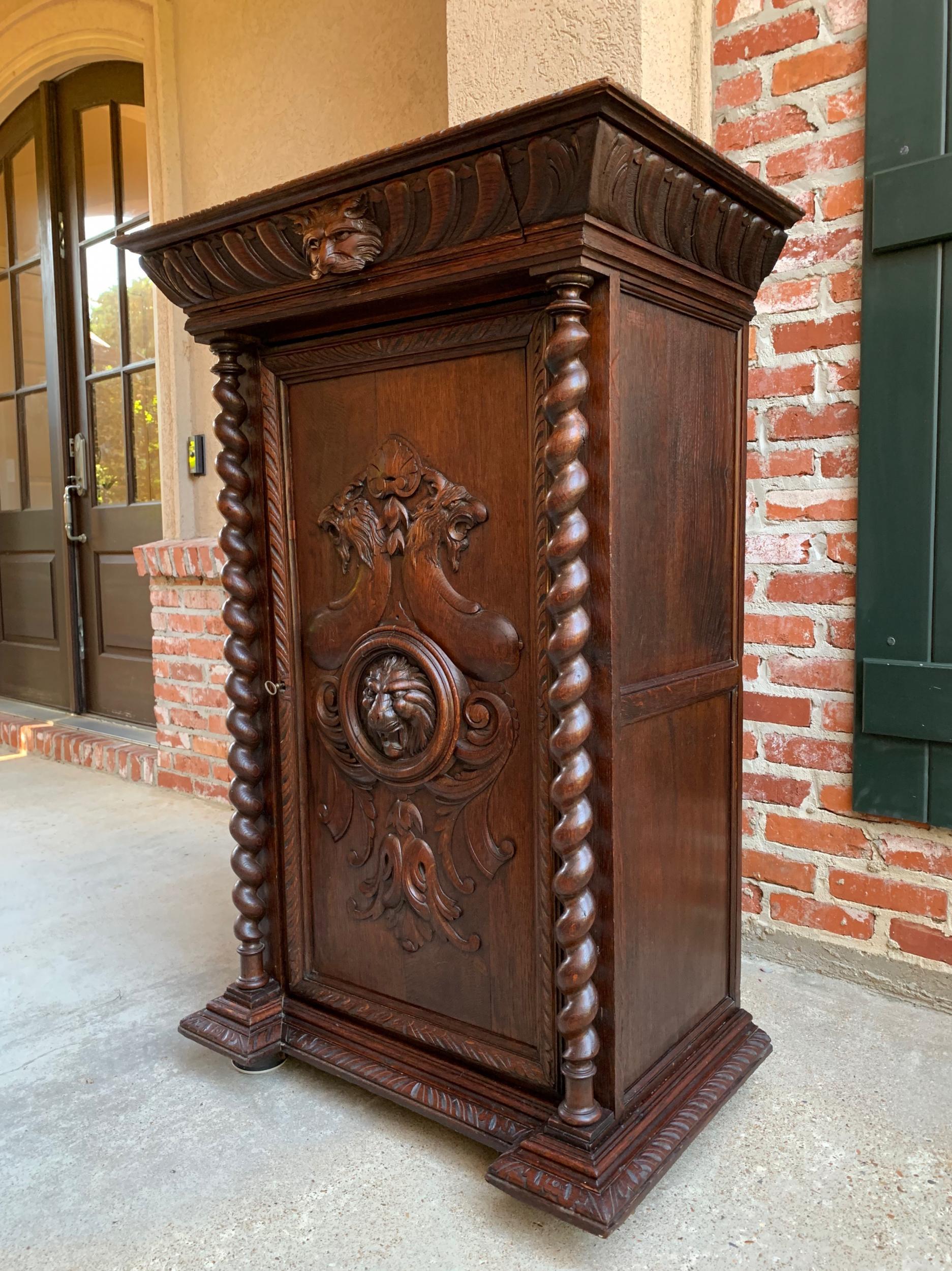 19th Century French Confiturier Jam Cabinet Carved Oak Barley Twist Louis XIV In Good Condition In Shreveport, LA