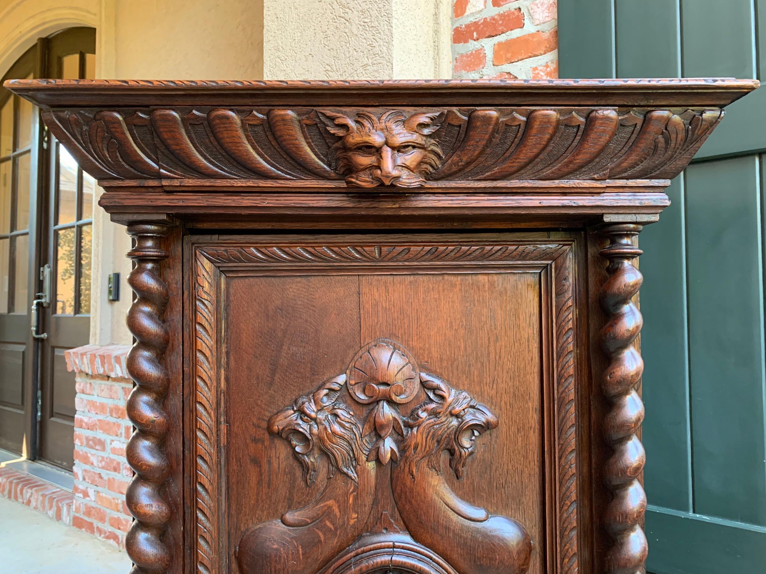 19th Century French Confiturier Jam Cabinet Carved Oak Barley Twist Louis XIV 2