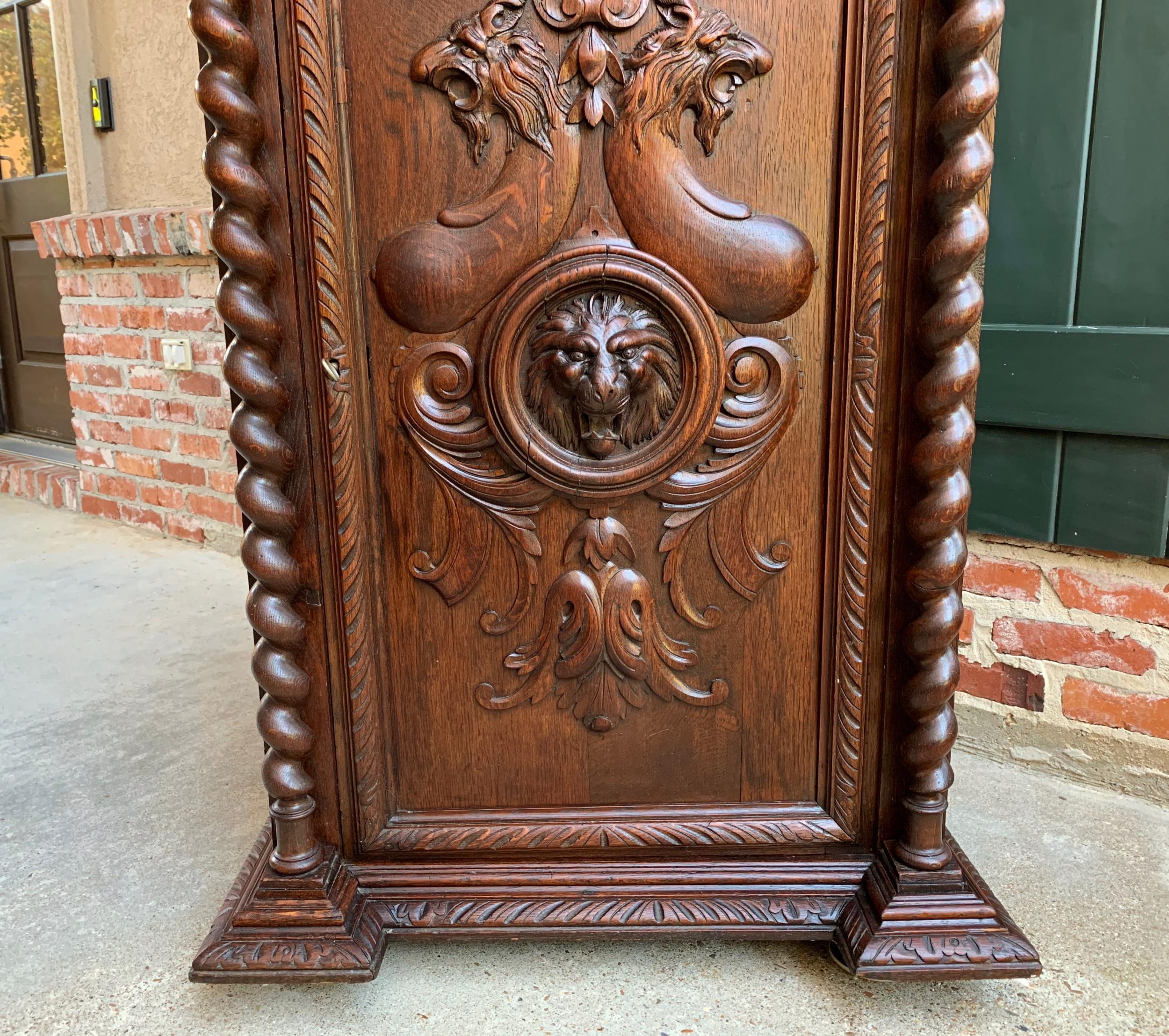 19th Century French Confiturier Jam Cabinet Carved Oak Barley Twist Louis XIV 3