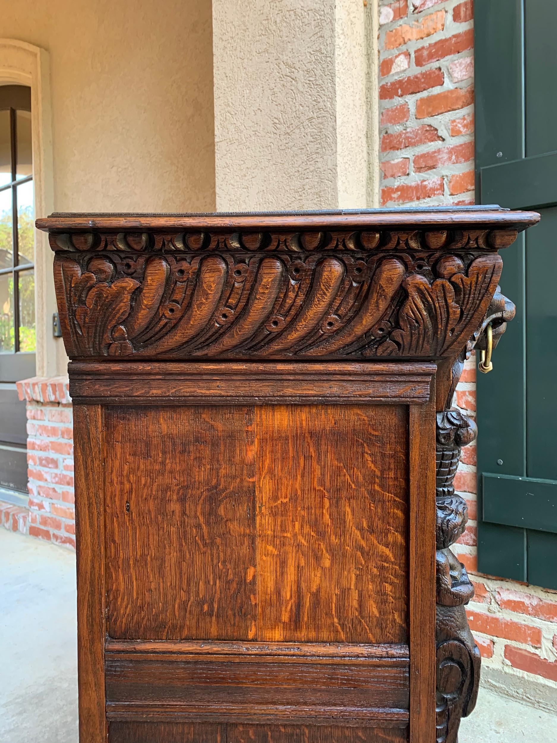 19th century French Confiturier Jam Cabinet Carved Oak Renaissance Wine Bar 11