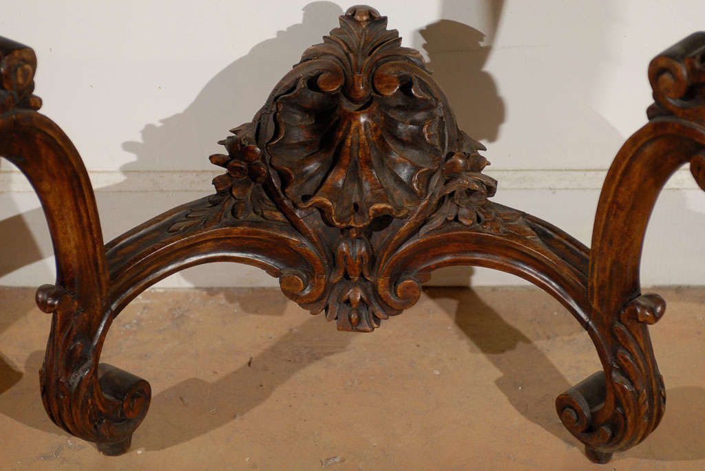 French Rococo Style 19th Century Carved Wooden Console Table with Marble Top 5