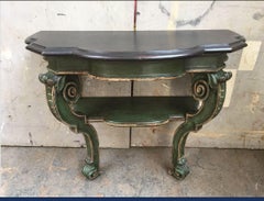 19th Century French Console in Lacquered Wood with Black Painted Top, 1890s