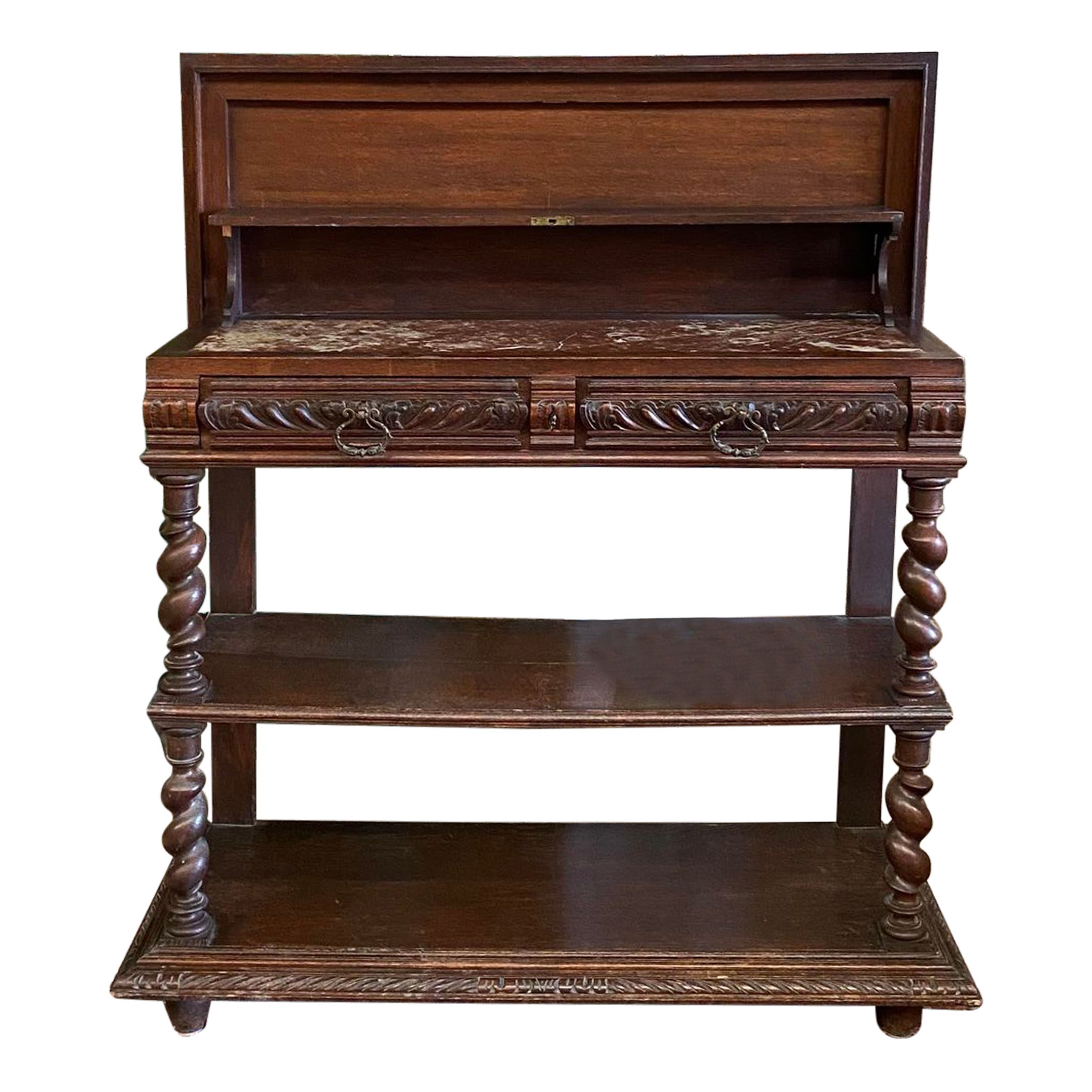 19th Century French Console Serving Table Marble Top