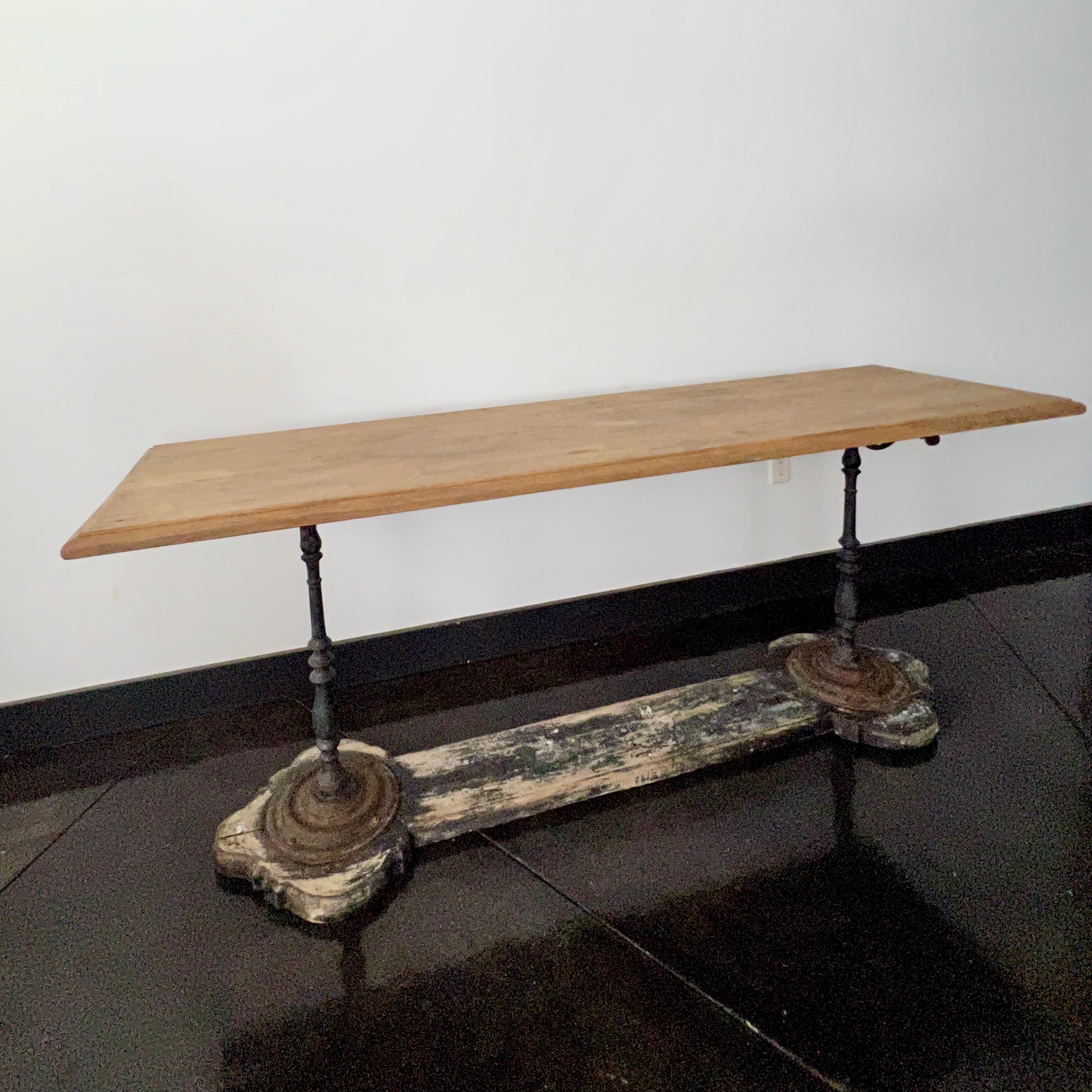 19th Century French Console Table with Iron Base In Good Condition In Charleston, SC