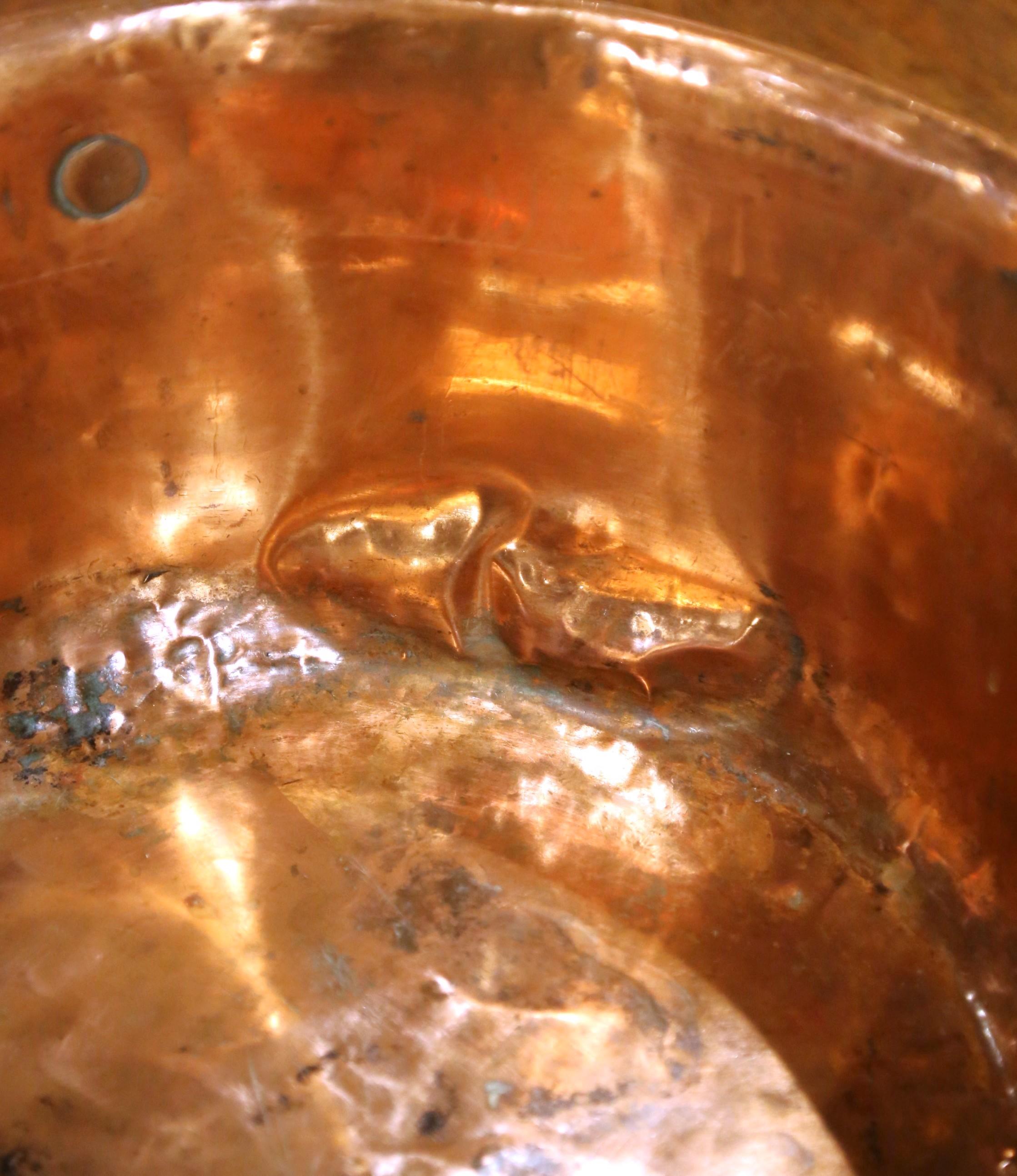 Ottone 19th Century French Copper and Brass Jelly Boiling Bowl from Normandy in vendita