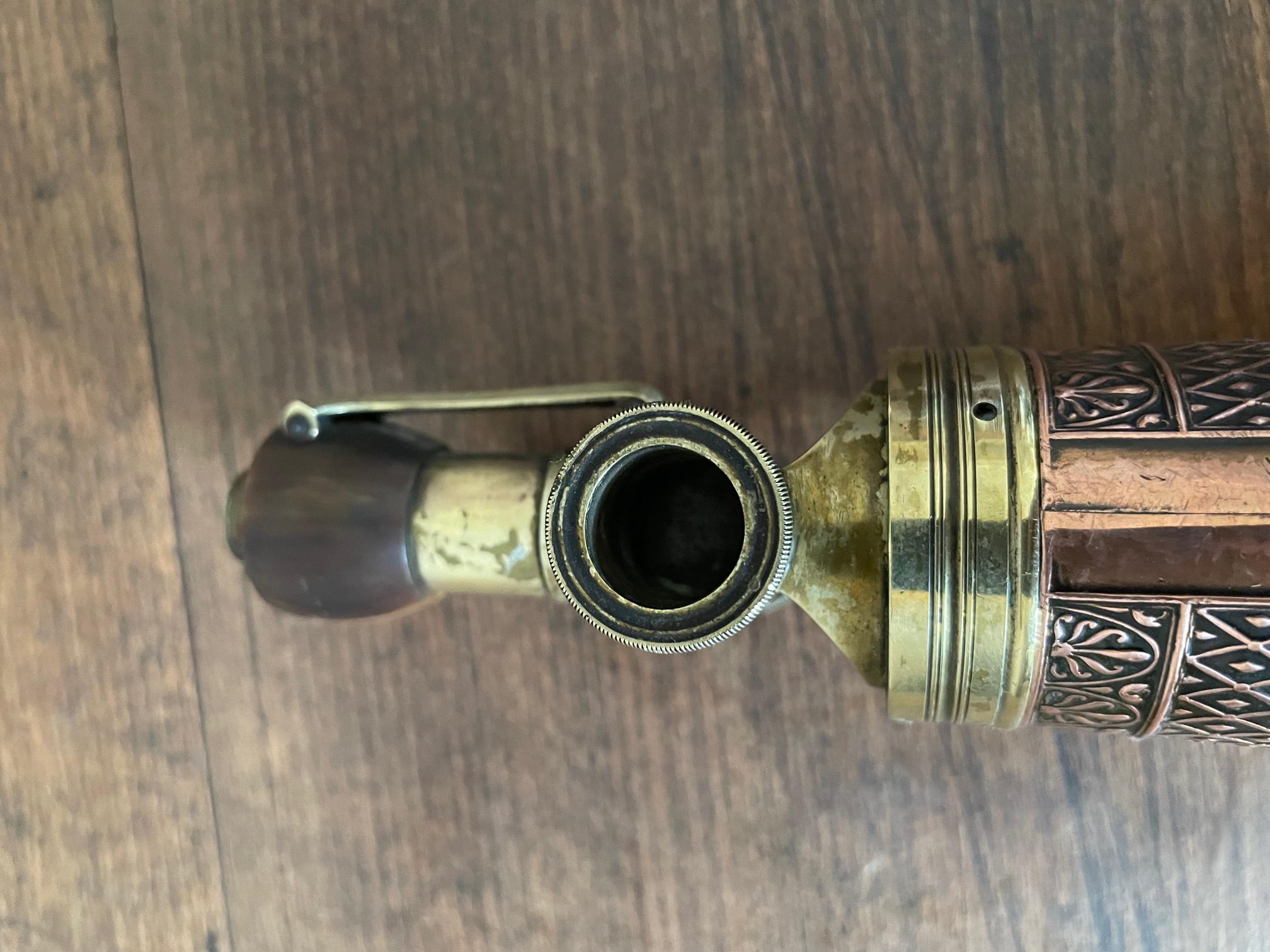 19th Century French Copper and Brass Military Powder Flask For Sale 3