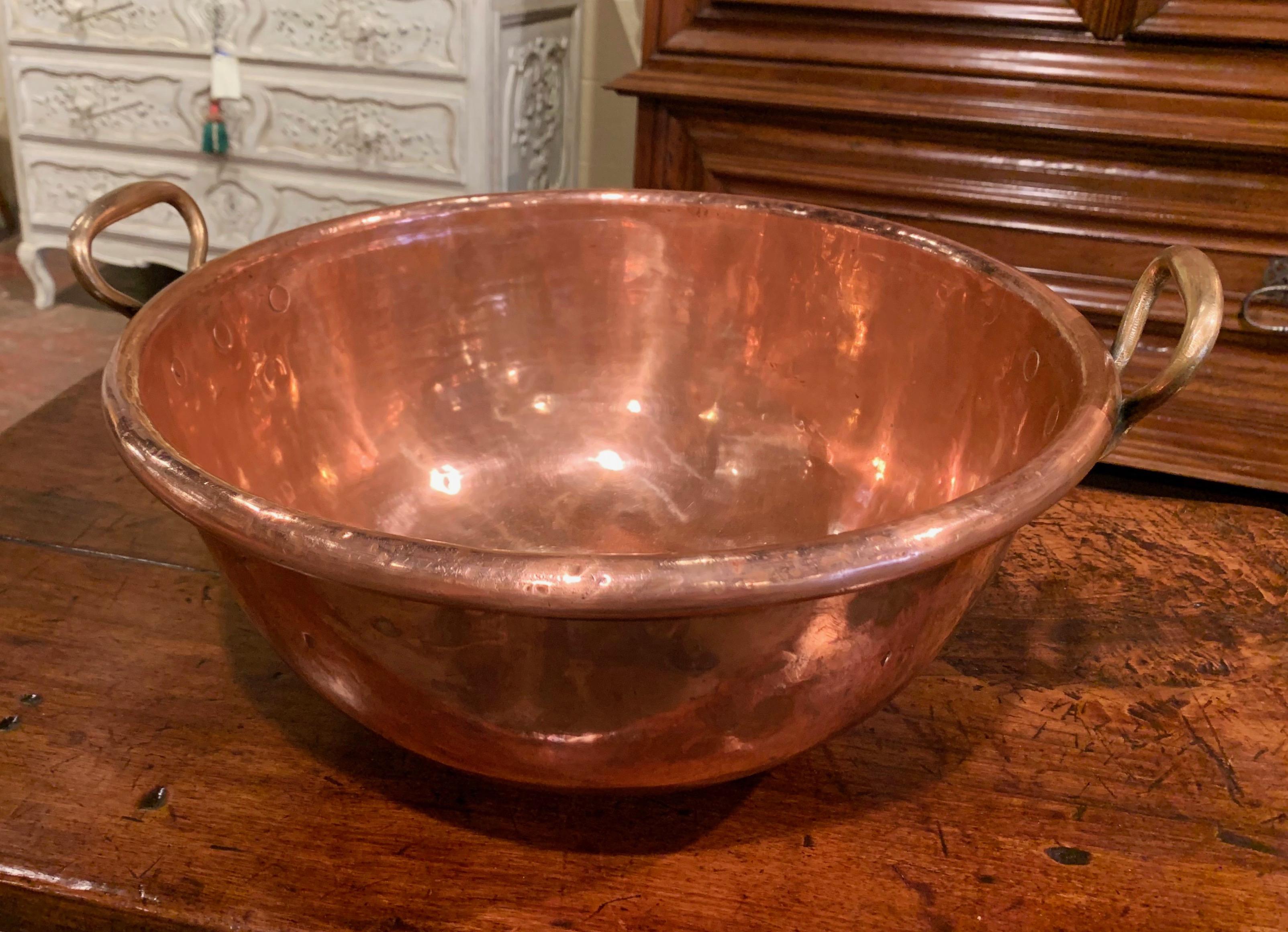 Polished 19th Century French Copper and Bronze Jelly Bowl from Normandy