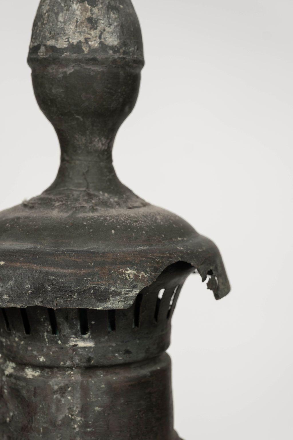 Forgé Lanterne française du XIXe siècle en cuivre et verre