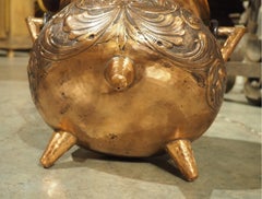 19th Century French Copper and Wrought Iron Fireplace Chaudron Pot