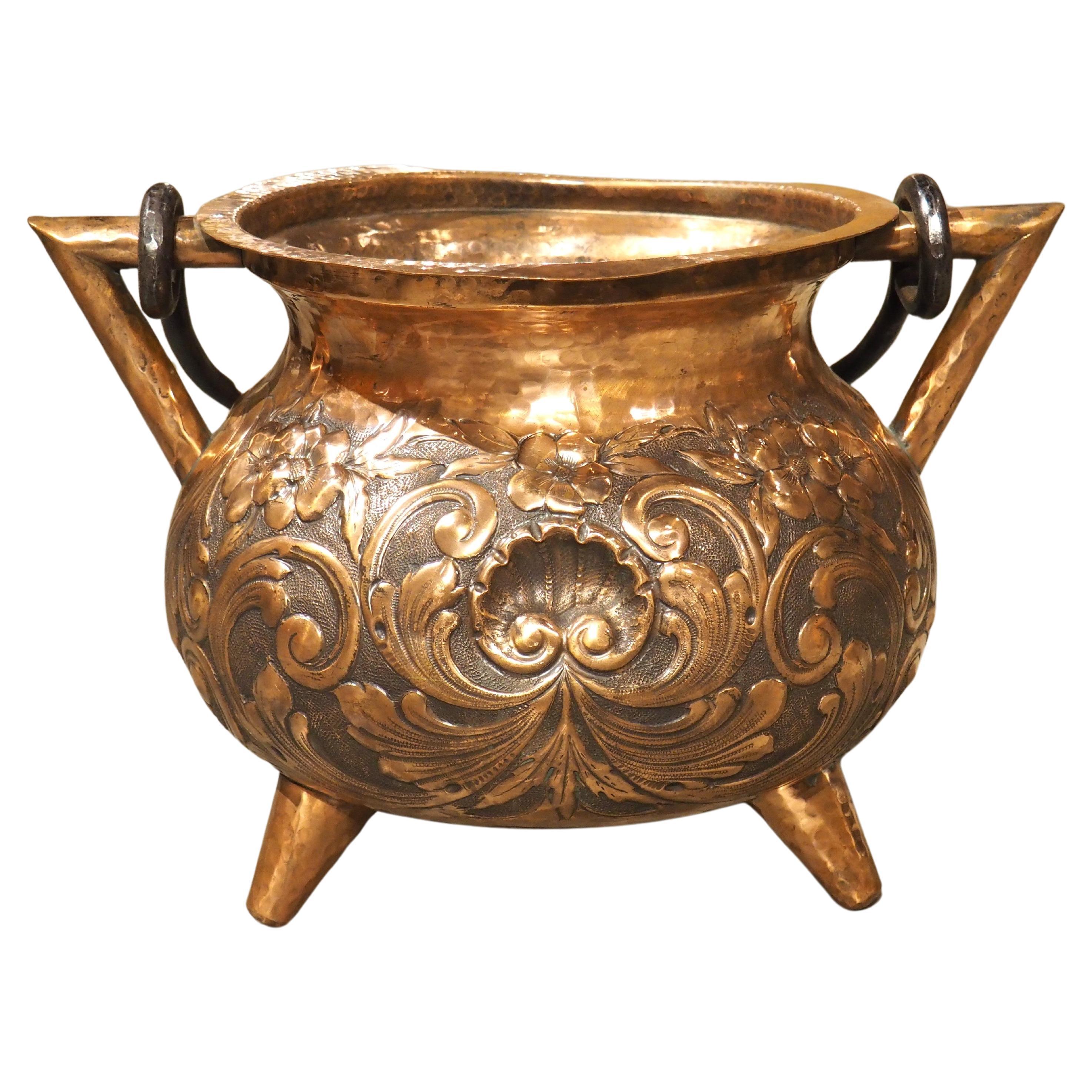 19th Century French Copper and Wrought Iron Fireplace Chaudron Pot