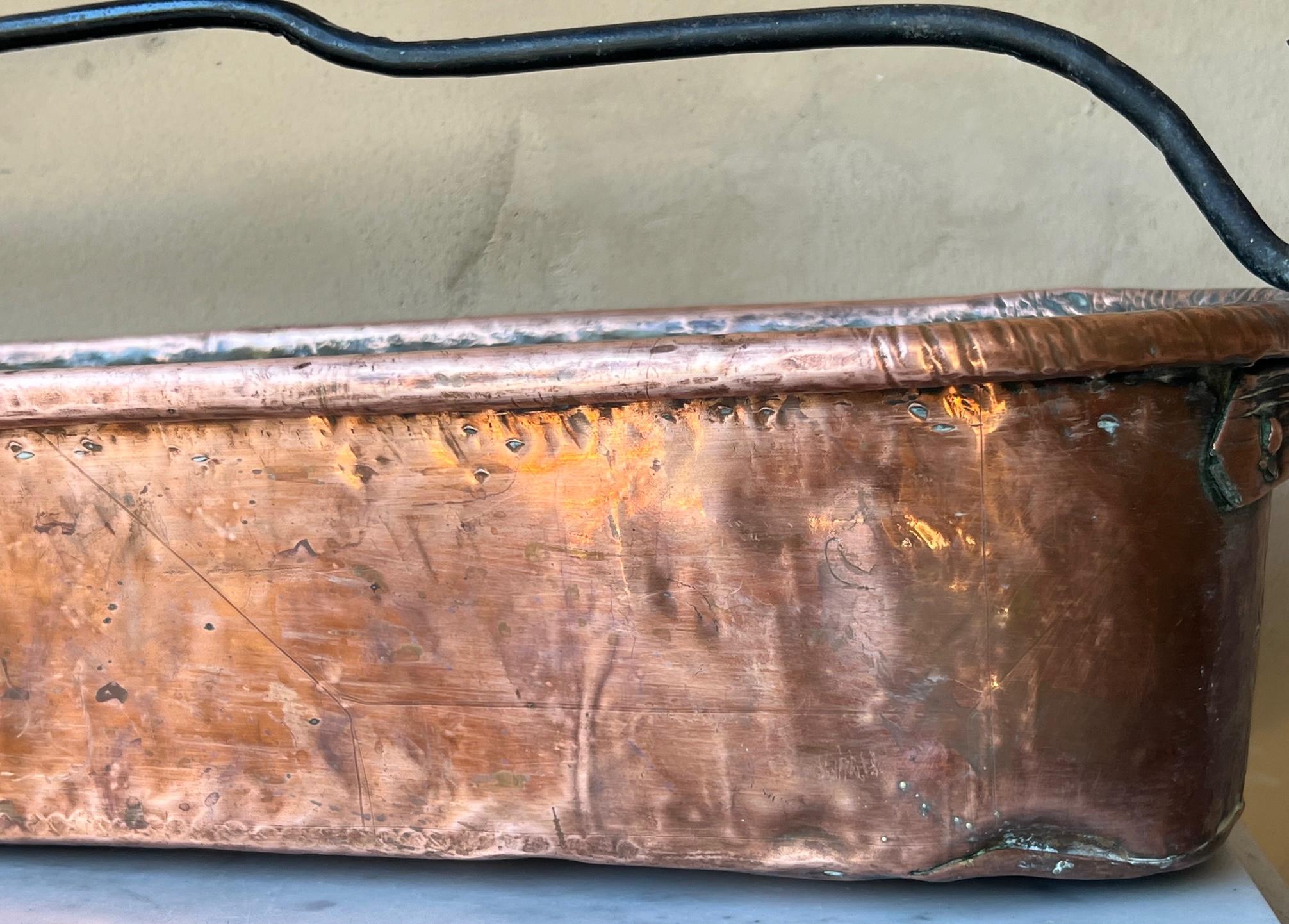 19th Century French Copper and Wrought Iron Fish Pan 9