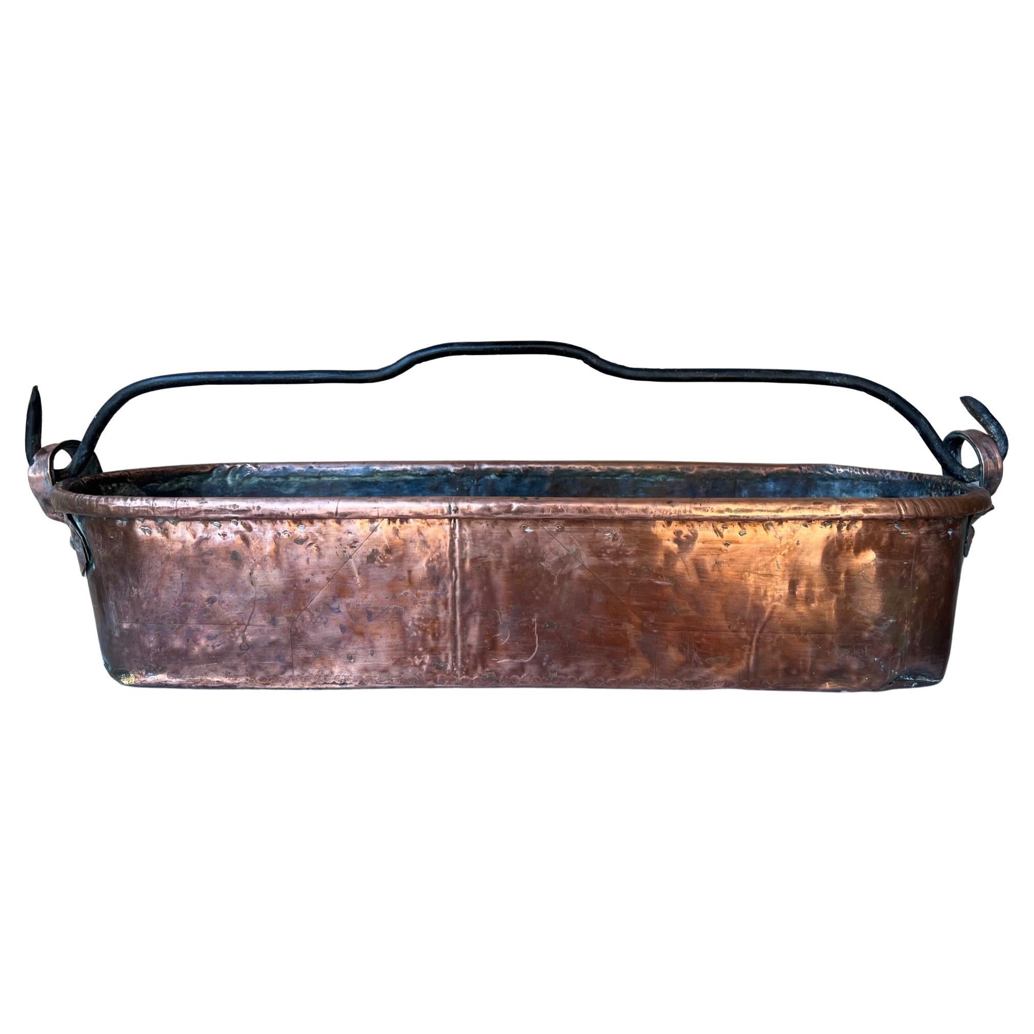 19th Century French Copper and Wrought Iron Fish Pan