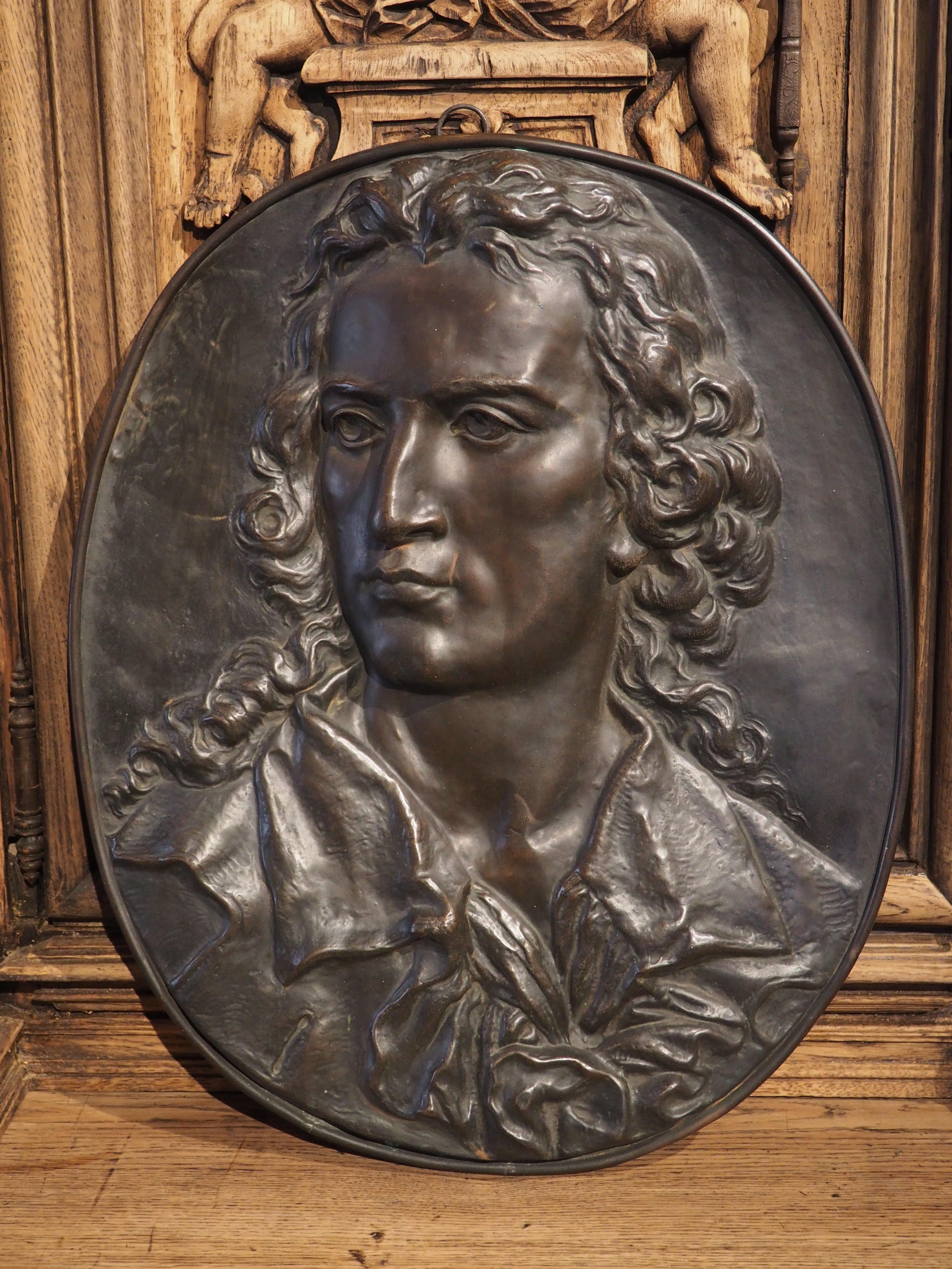 19th Century French Copper Bas Relief Plaque of a Young Nobleman For Sale 3