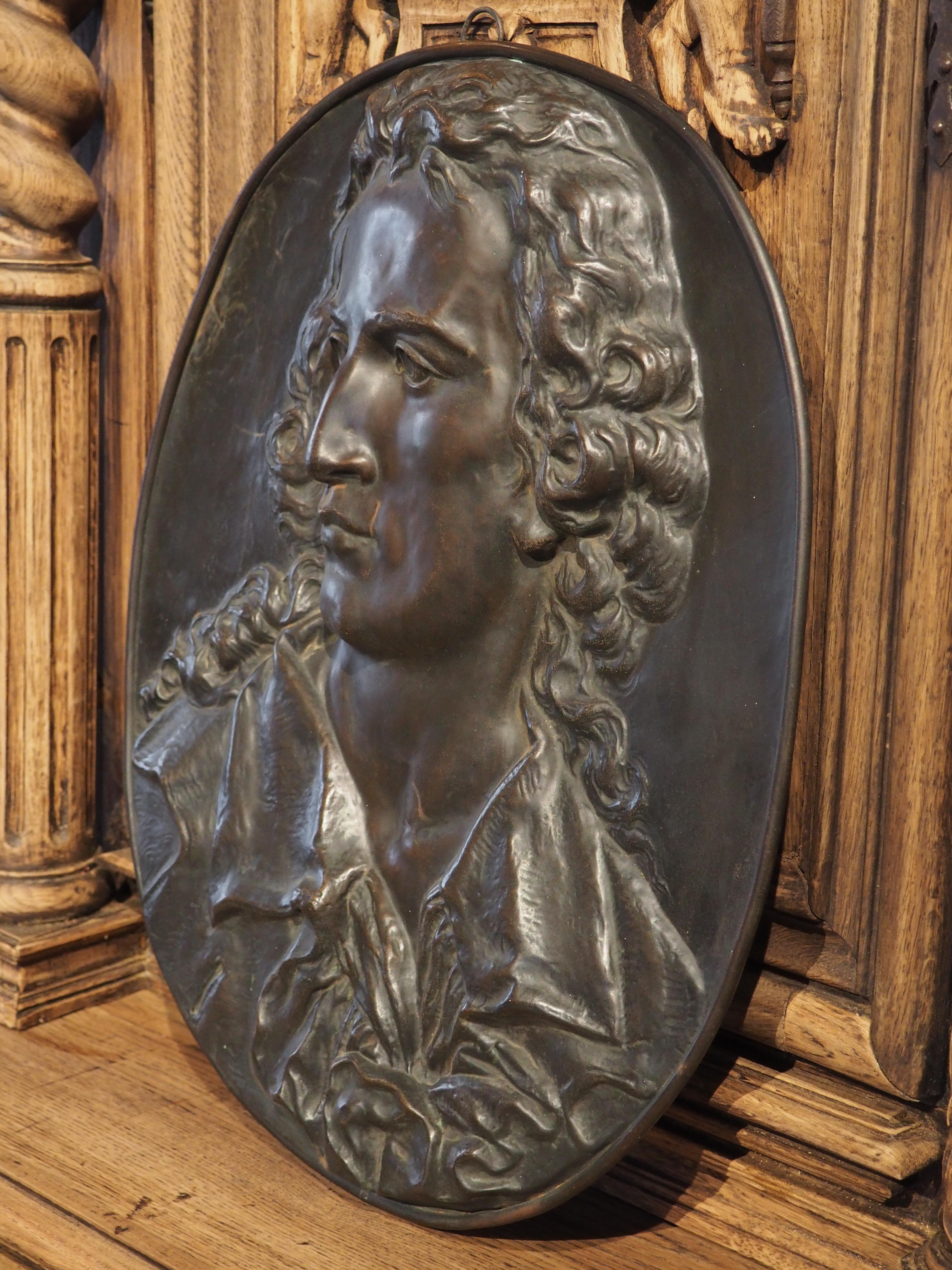 19th Century French Copper Bas Relief Plaque of a Young Nobleman For Sale 2