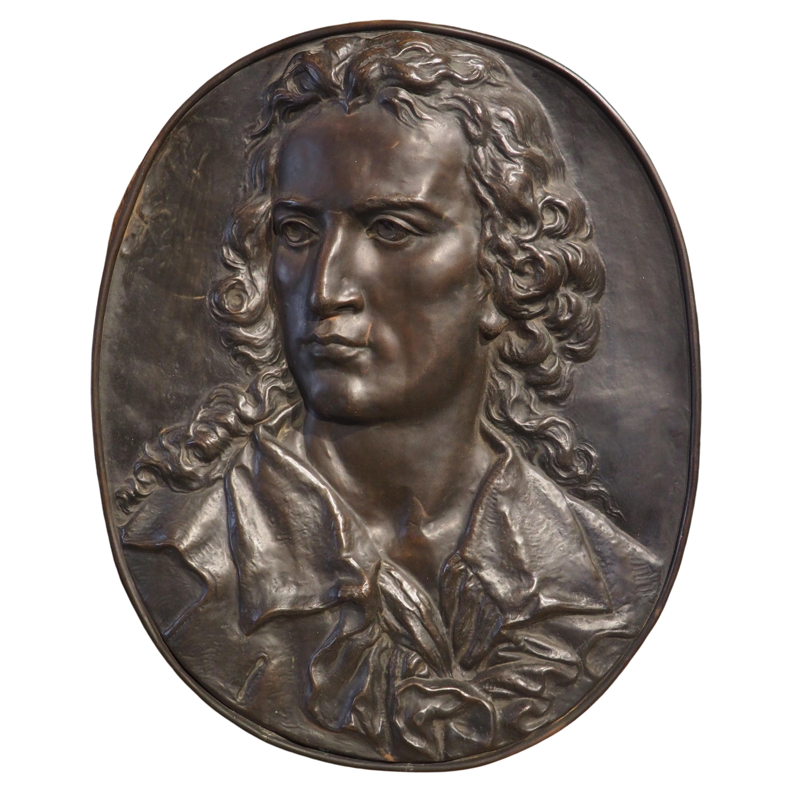 19th Century French Copper Bas Relief Plaque of a Young Nobleman