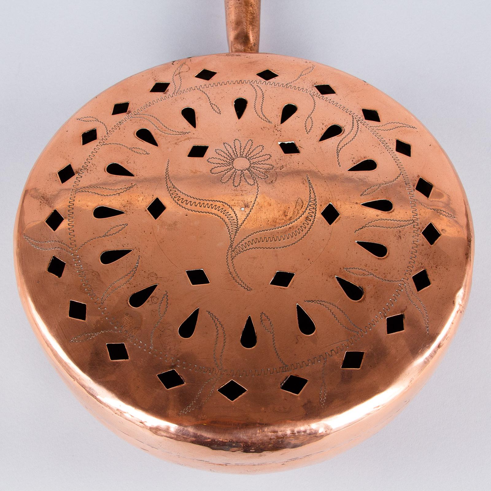 19th Century French Copper Bed Warmer 6