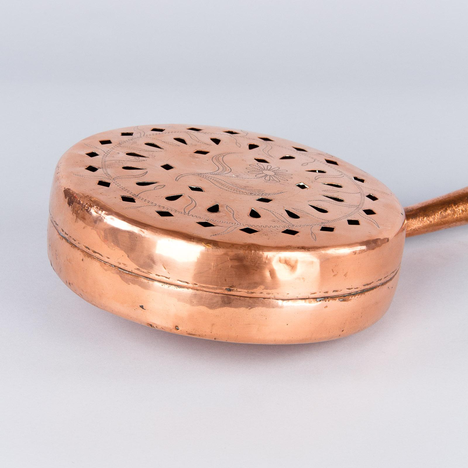 19th Century French Copper Bed Warmer 7