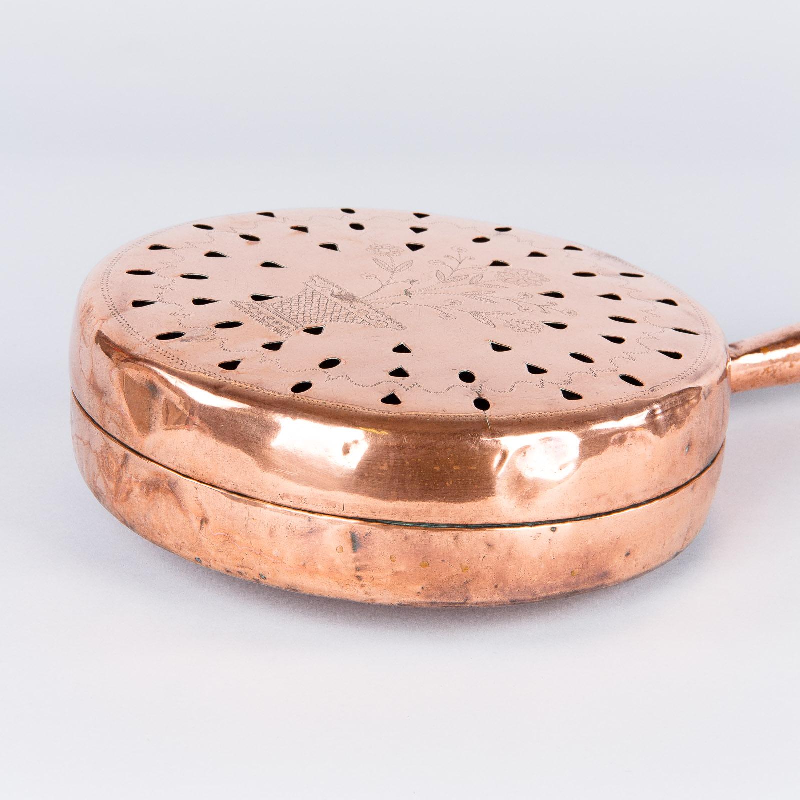19th Century French Copper Bed Warmer 9