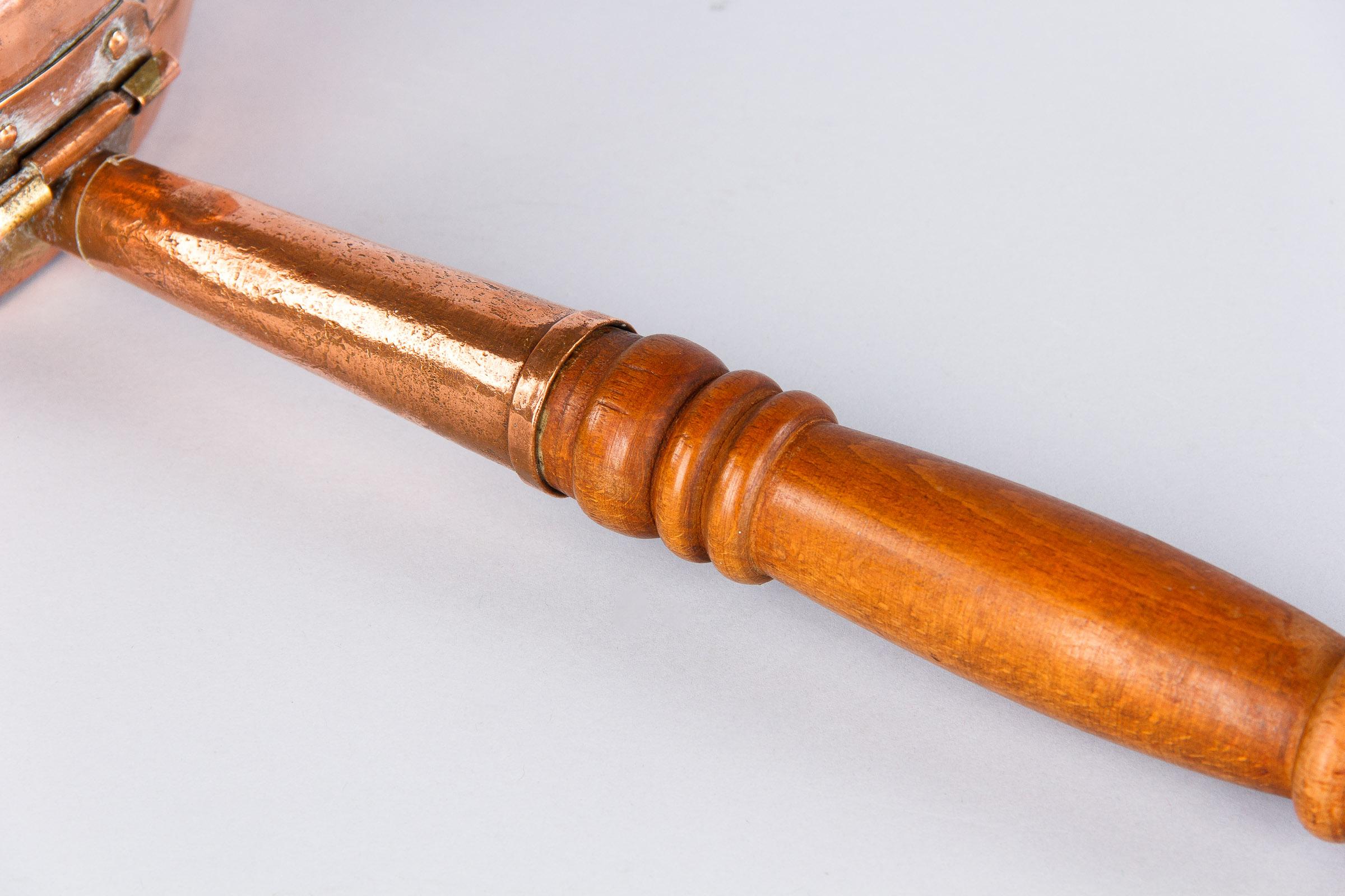 19th Century French Copper Bed Warmer 11