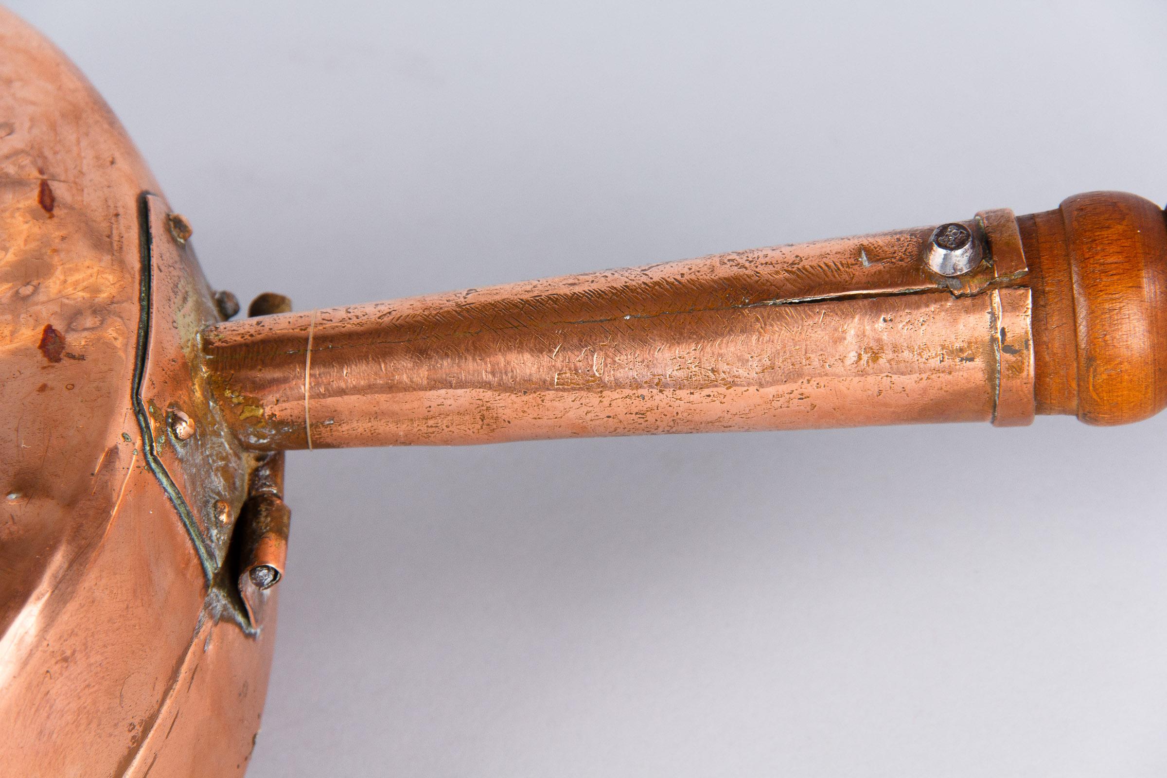 19th Century French Copper Bed Warmer 13