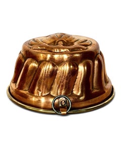 19th Century French Copper Cake Mold with Fruit and Foliage Design