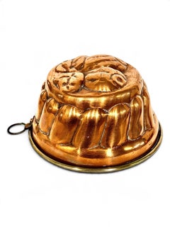 19th Century French Copper Charlotte Mold with Pear Decoration