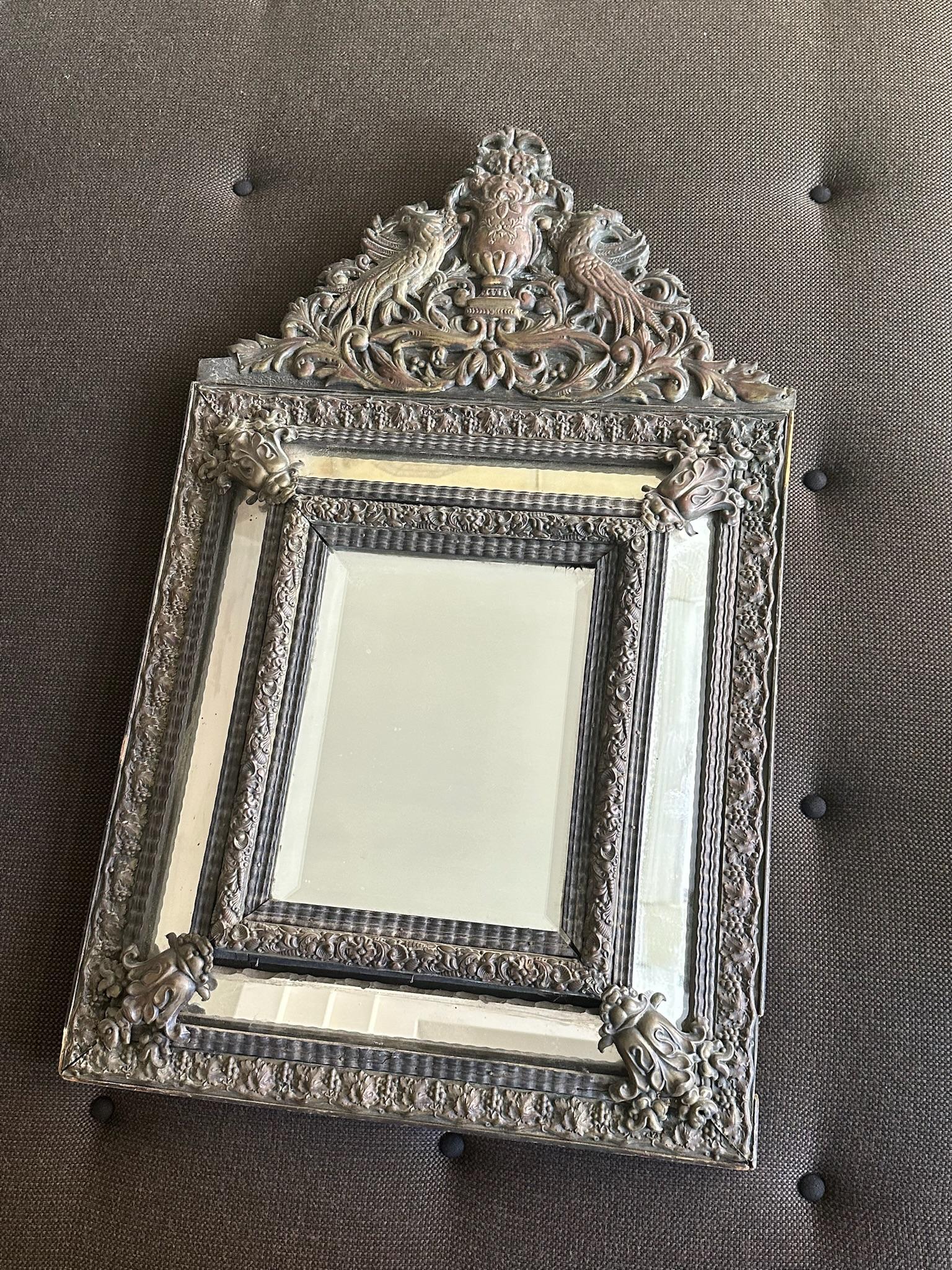Romantic 19th Century French Copper Framed Mirror For Sale