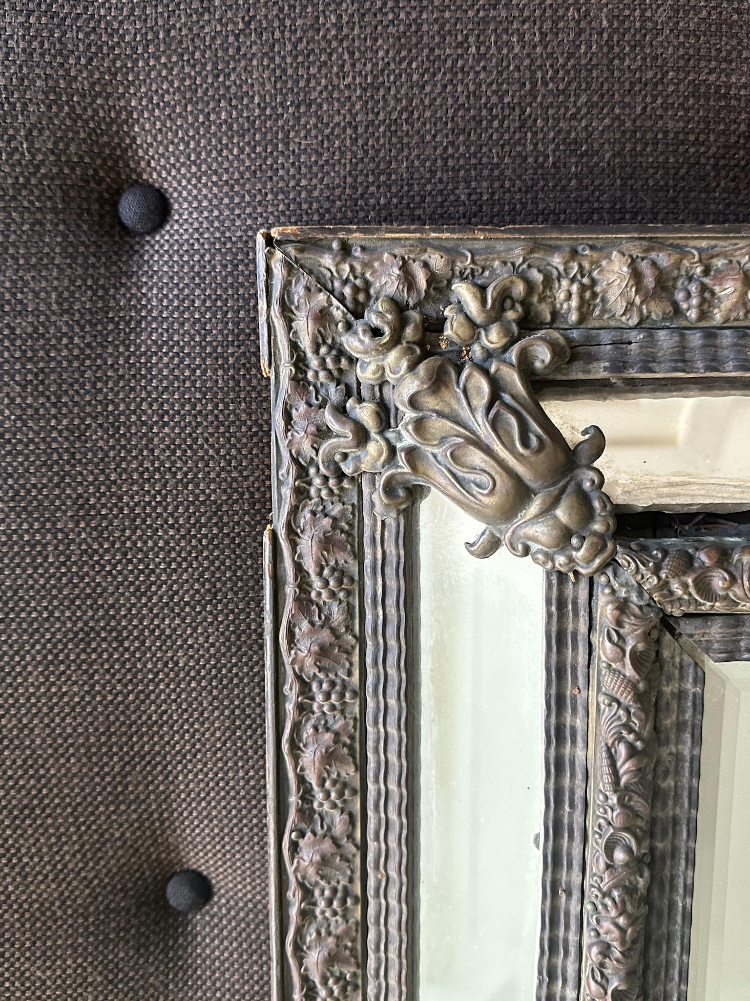 19th Century French Copper Framed Mirror In Excellent Condition For Sale In New York, NY