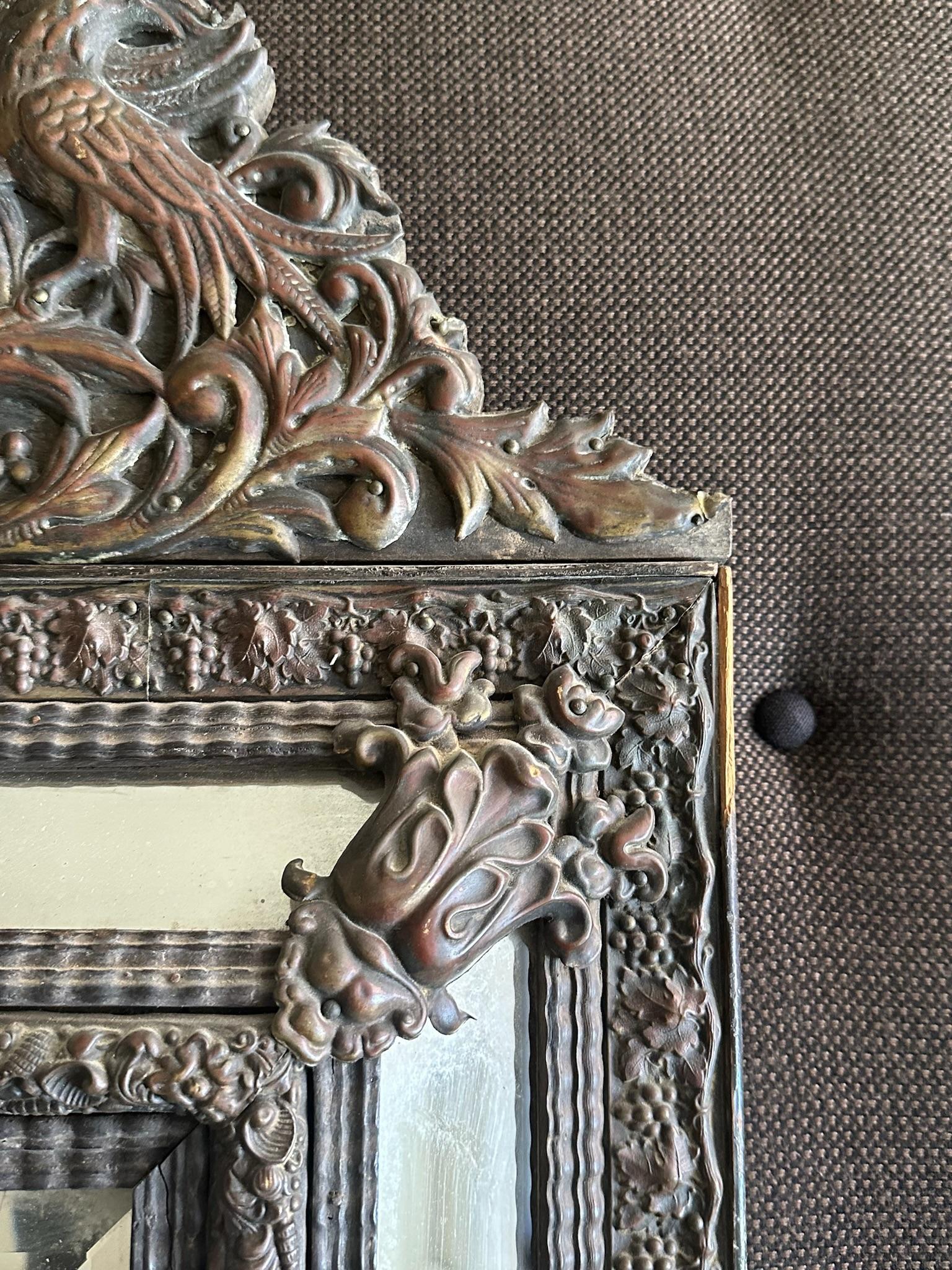 19th Century French Copper Framed Mirror For Sale 2