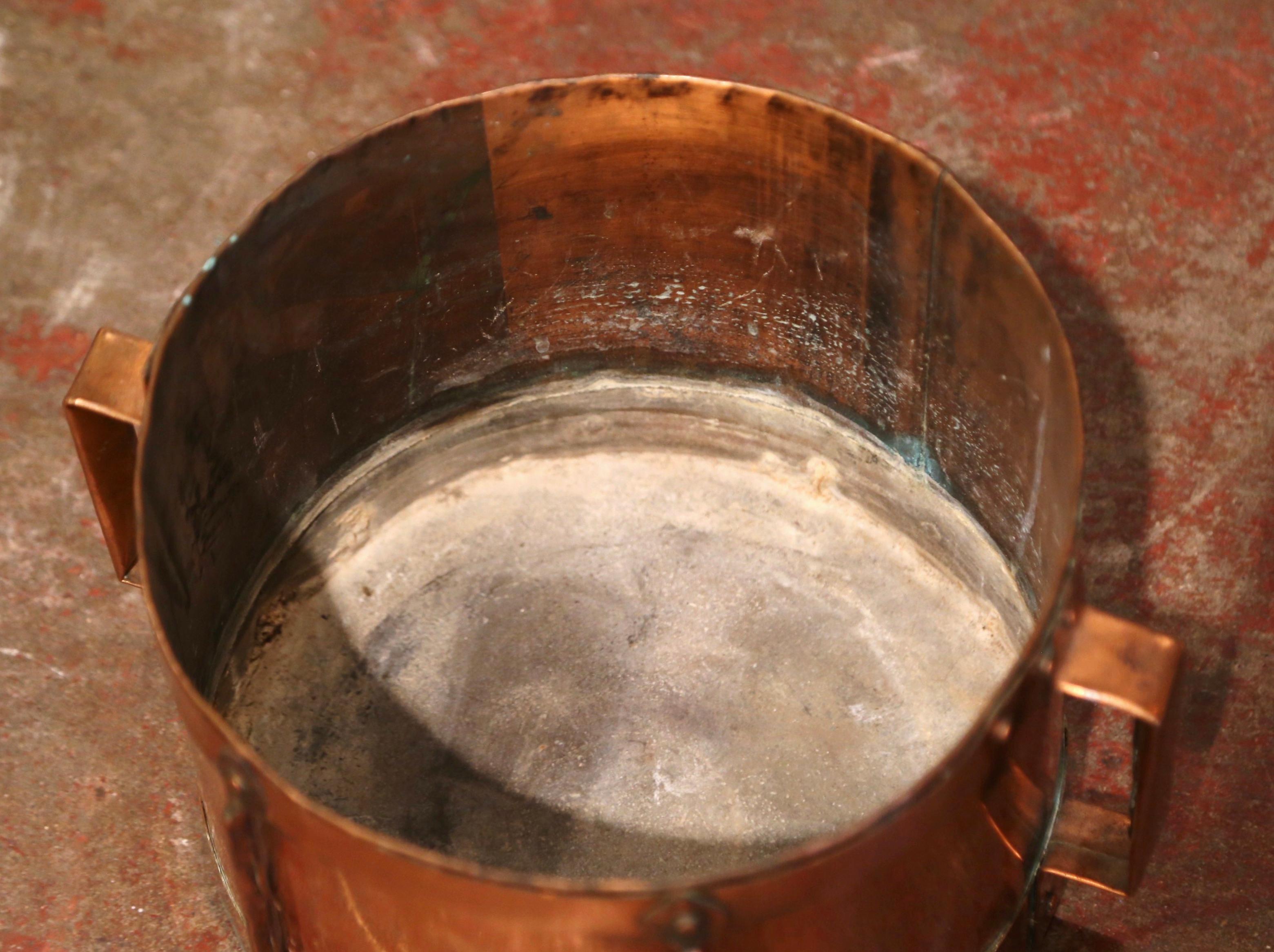 19th Century French Copper Grain Measure Bucket with Side Handles 1