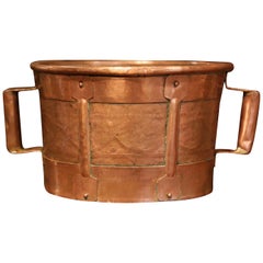 Antique 19th Century French Copper Grain Measure Bucket with Side Handles