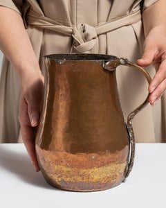 Jarre française en cuivre du XIXe siècle, récipient décoratif ancien, patine chaleureuse