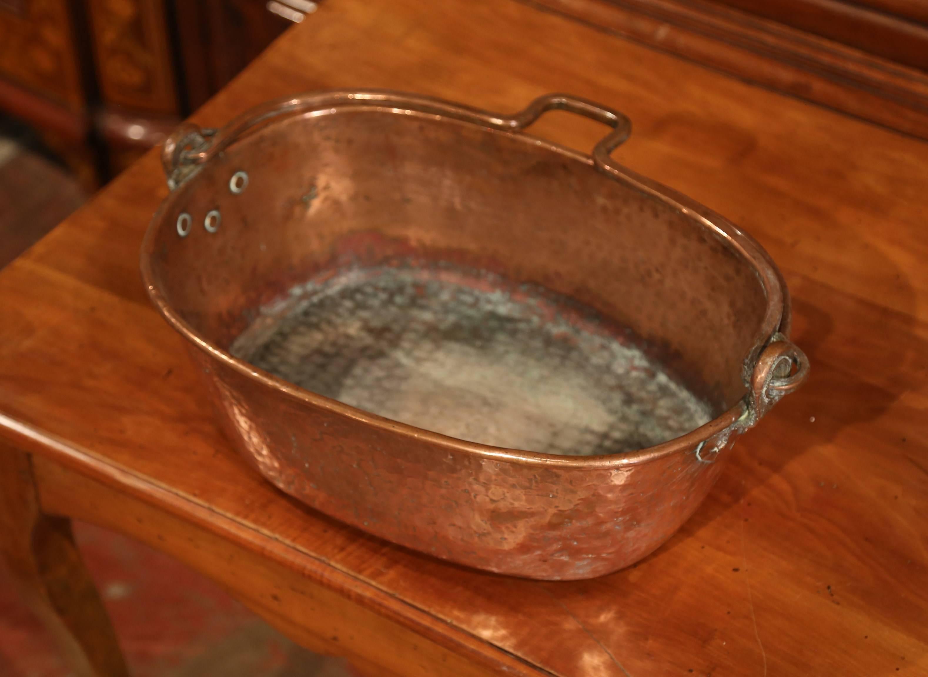 19th Century French Copper Jelly and Jam Boiling Bowl with Handle 1