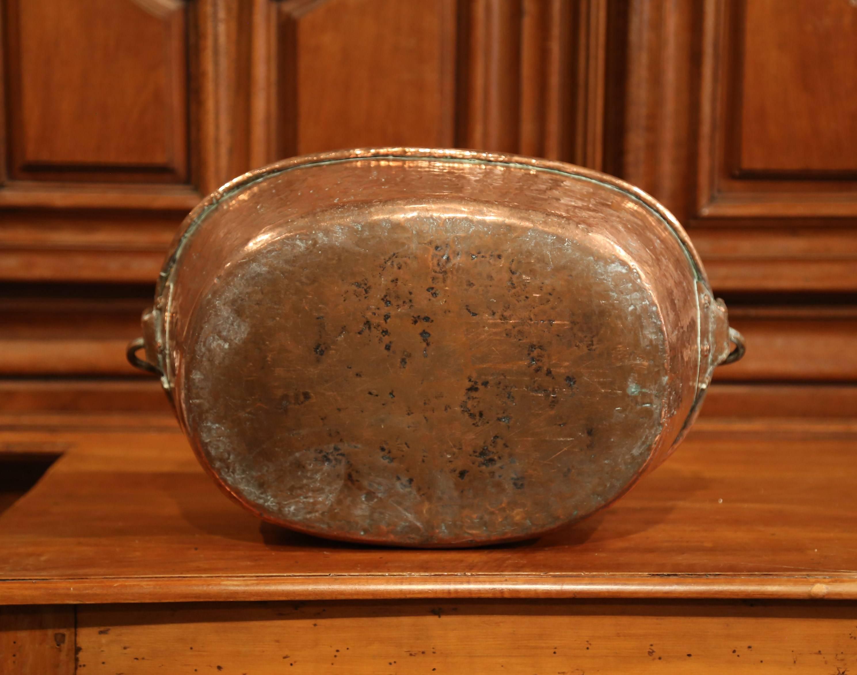 19th Century French Copper Jelly and Jam Boiling Bowl with Handle 2