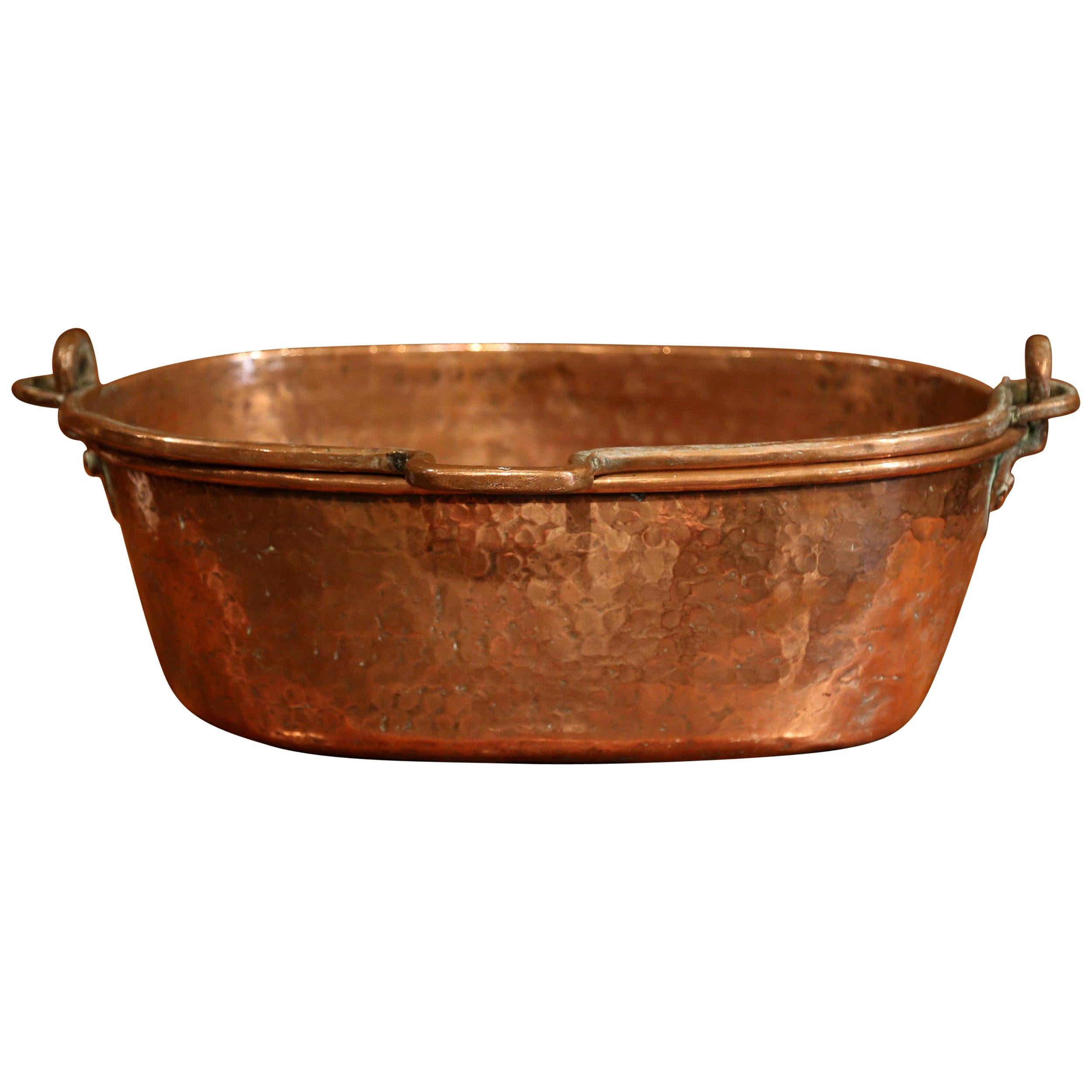 19th Century French Copper Jelly and Jam Boiling Bowl with Handle