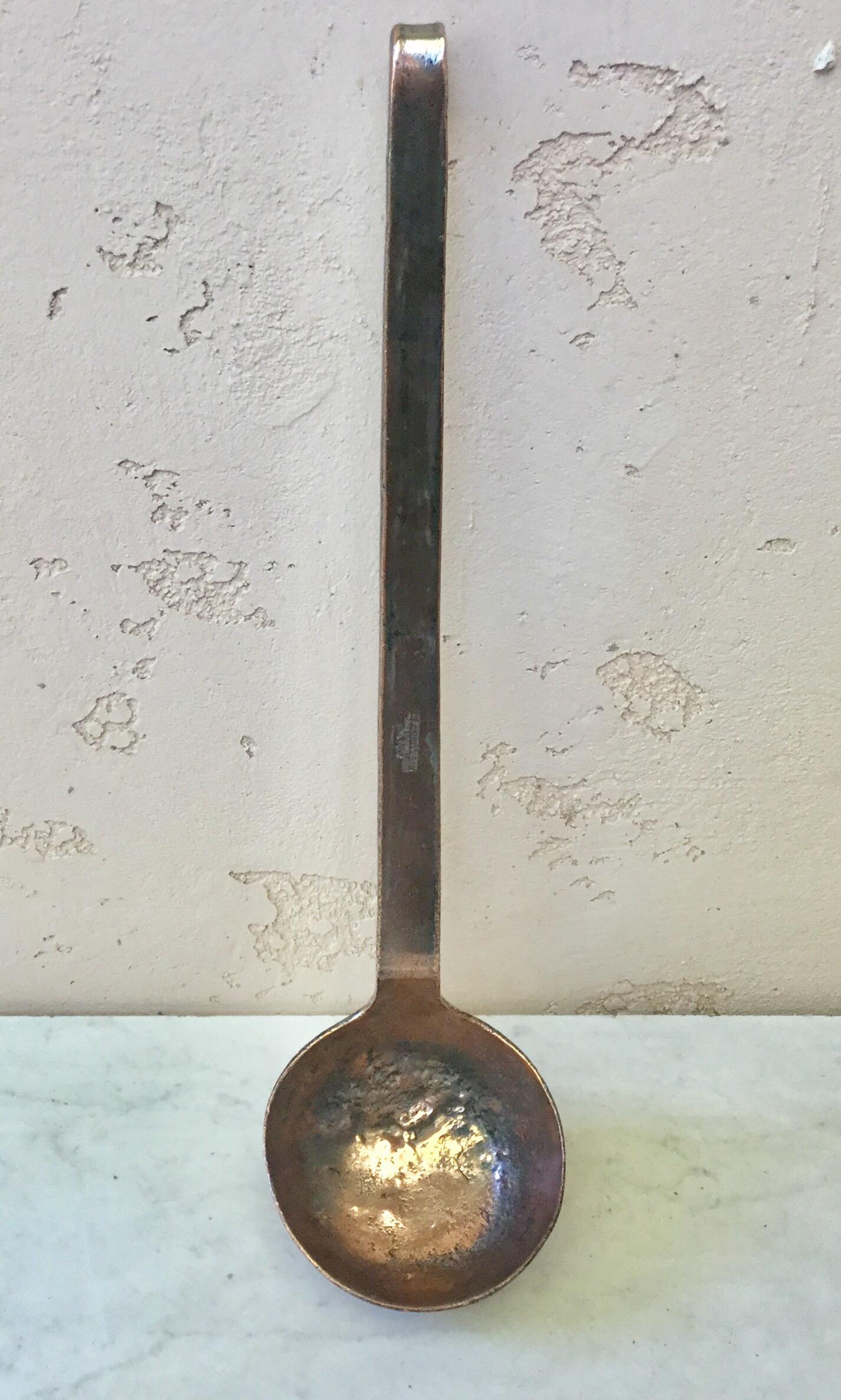 Large heavy 19th century French copper Ladle signed Dehillerin rue coquilliere Paris.