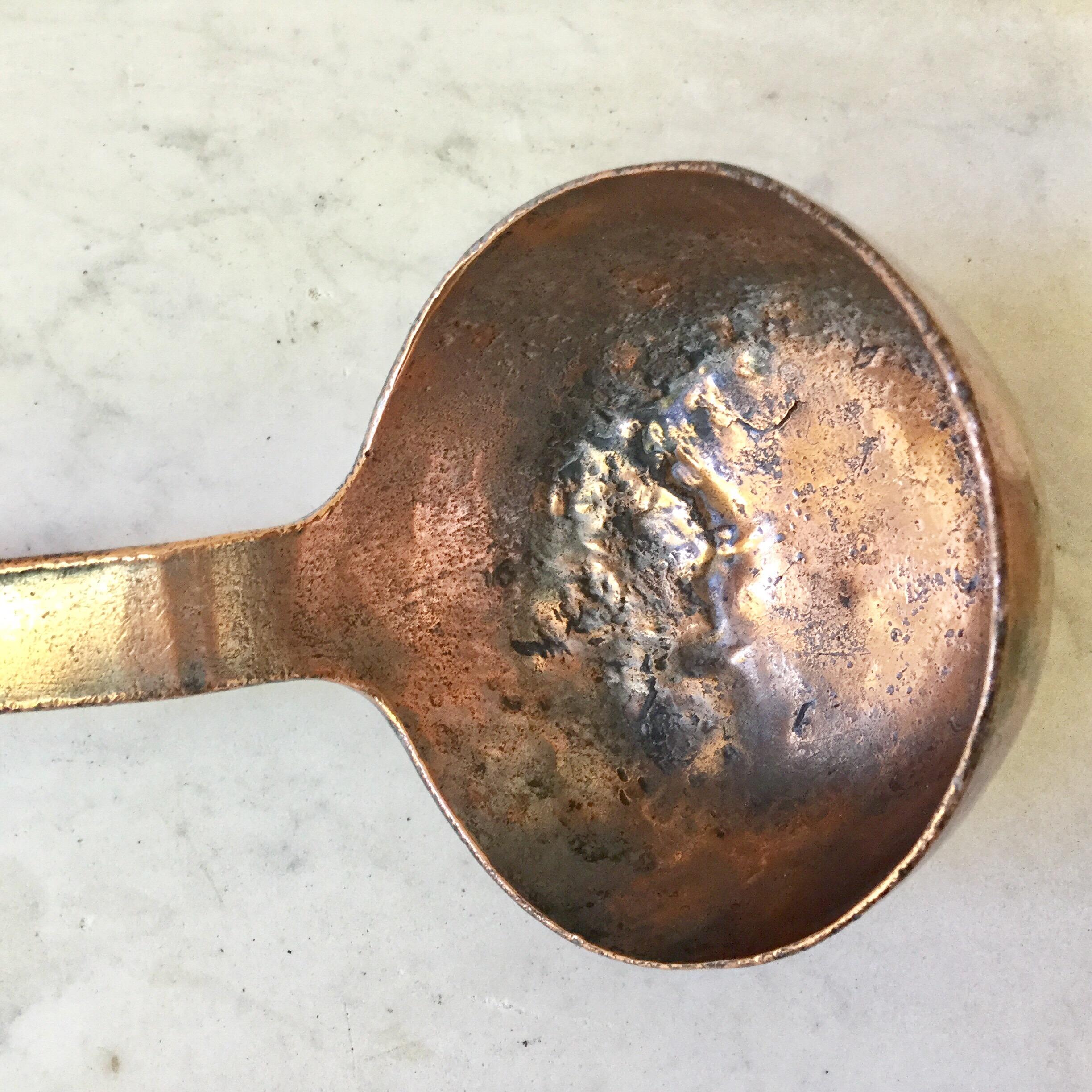 Rustic 19th Century French Copper Ladle Dehillerin Paris For Sale