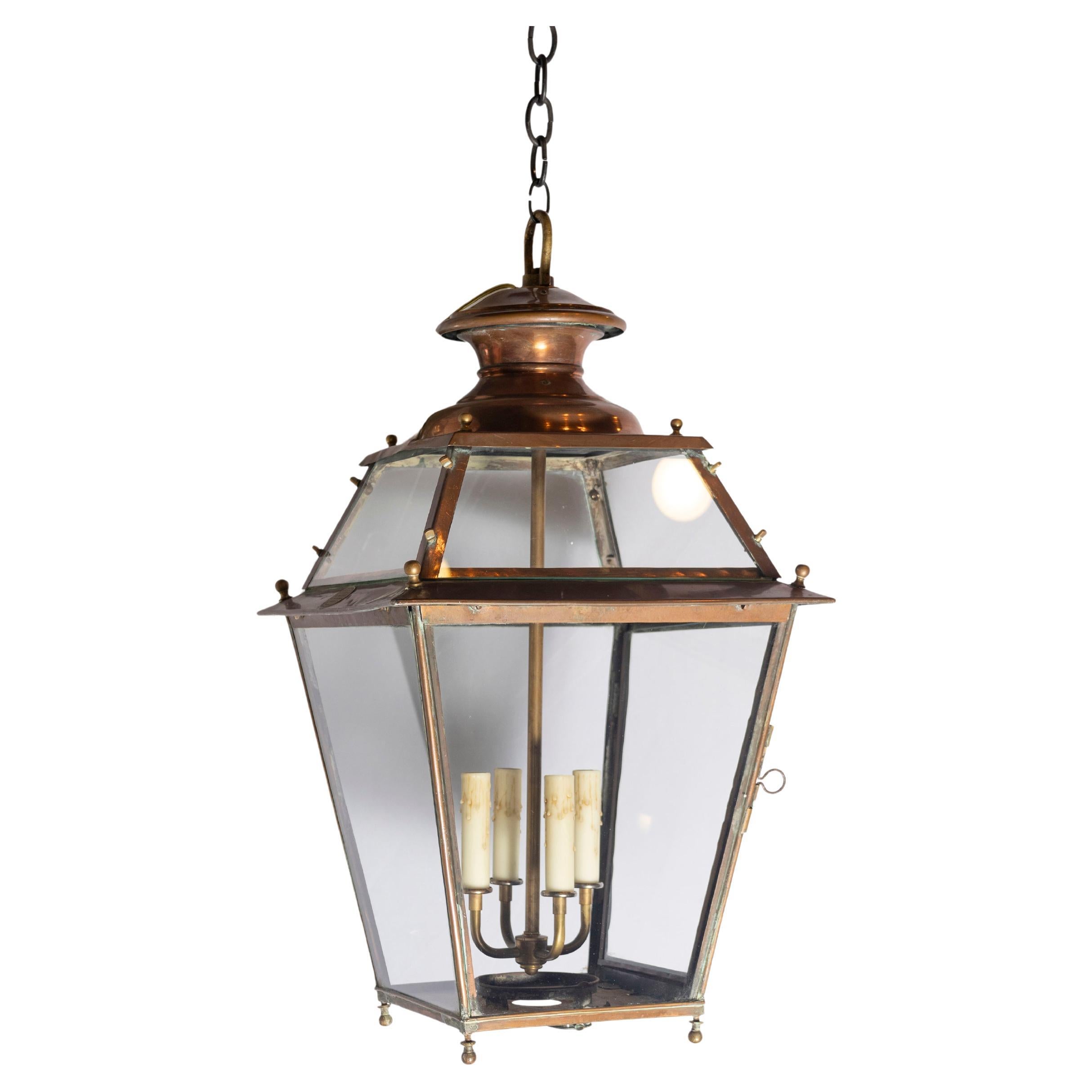19th Century French Copper Lantern with Circa 1850
