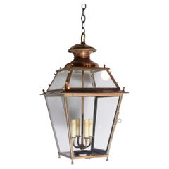 Antique 19th Century French Copper Lantern with Circa 1850