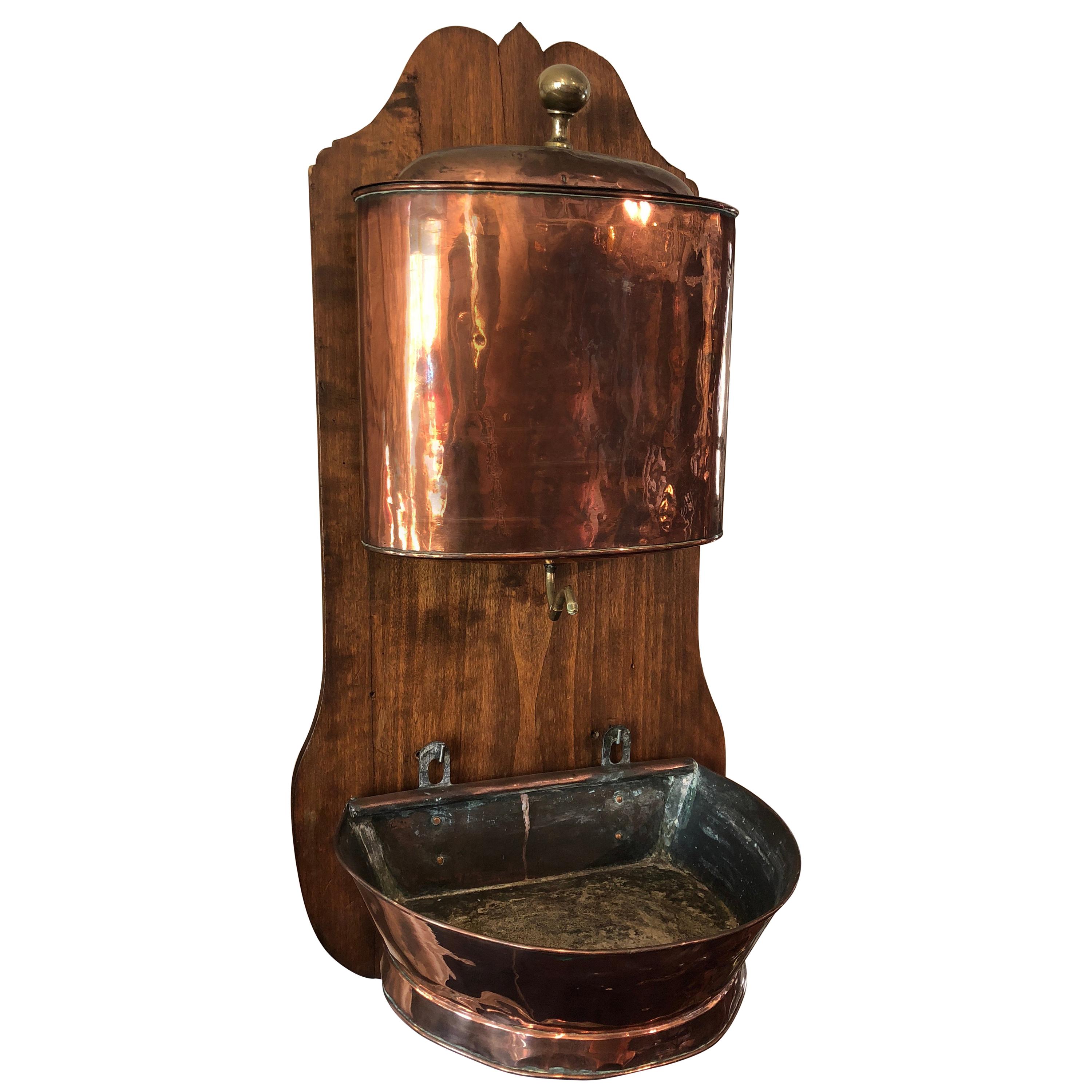 19th Century, French Copper Lavabo / Wall Fountain For Sale