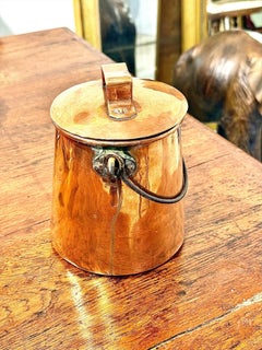 19th Century French Copper Lidded Cooking Pot with Iron Handle