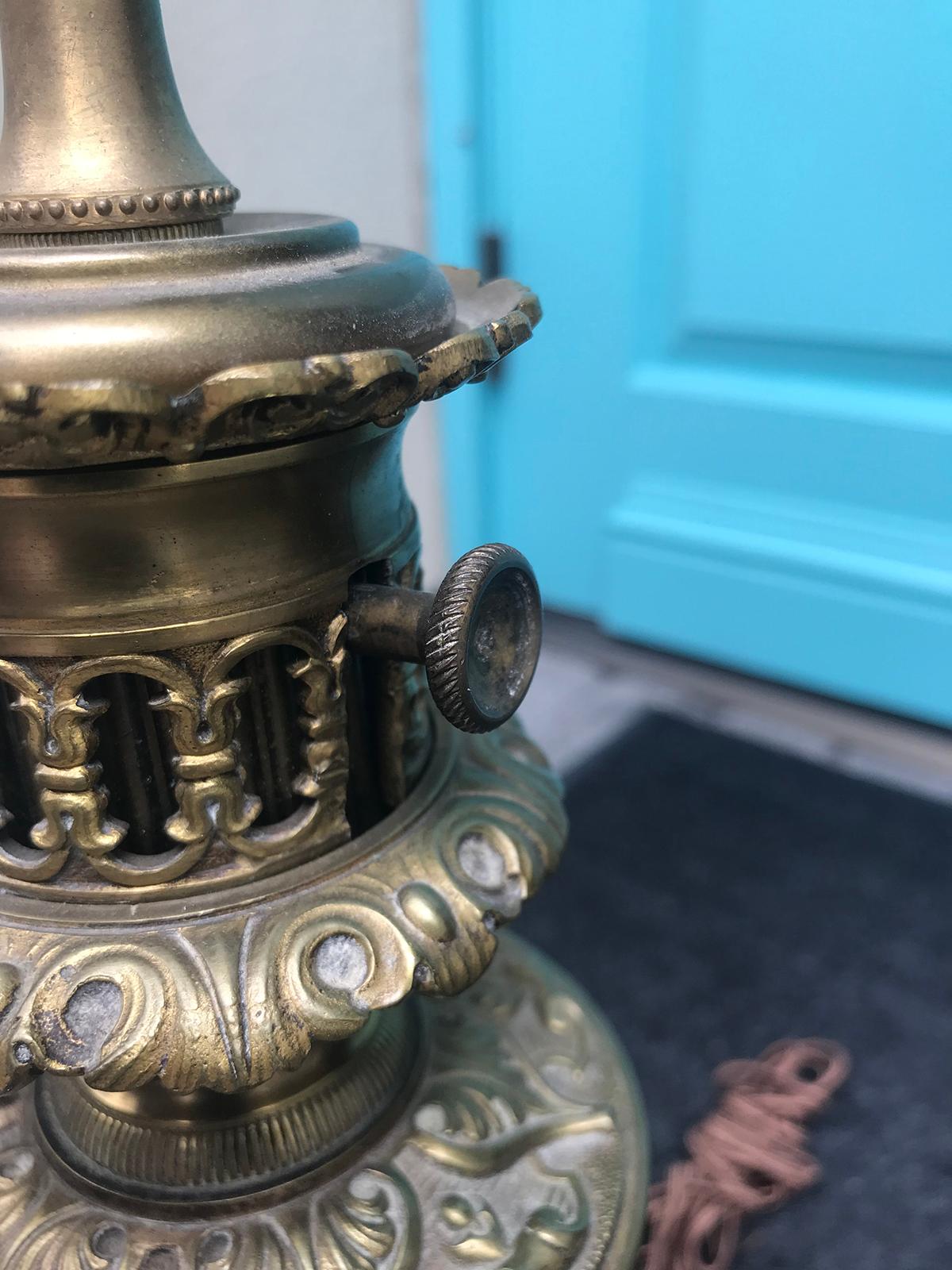 19th Century French Copper Oil Lamp with Brass Detail and Boussard Patent Label For Sale 11