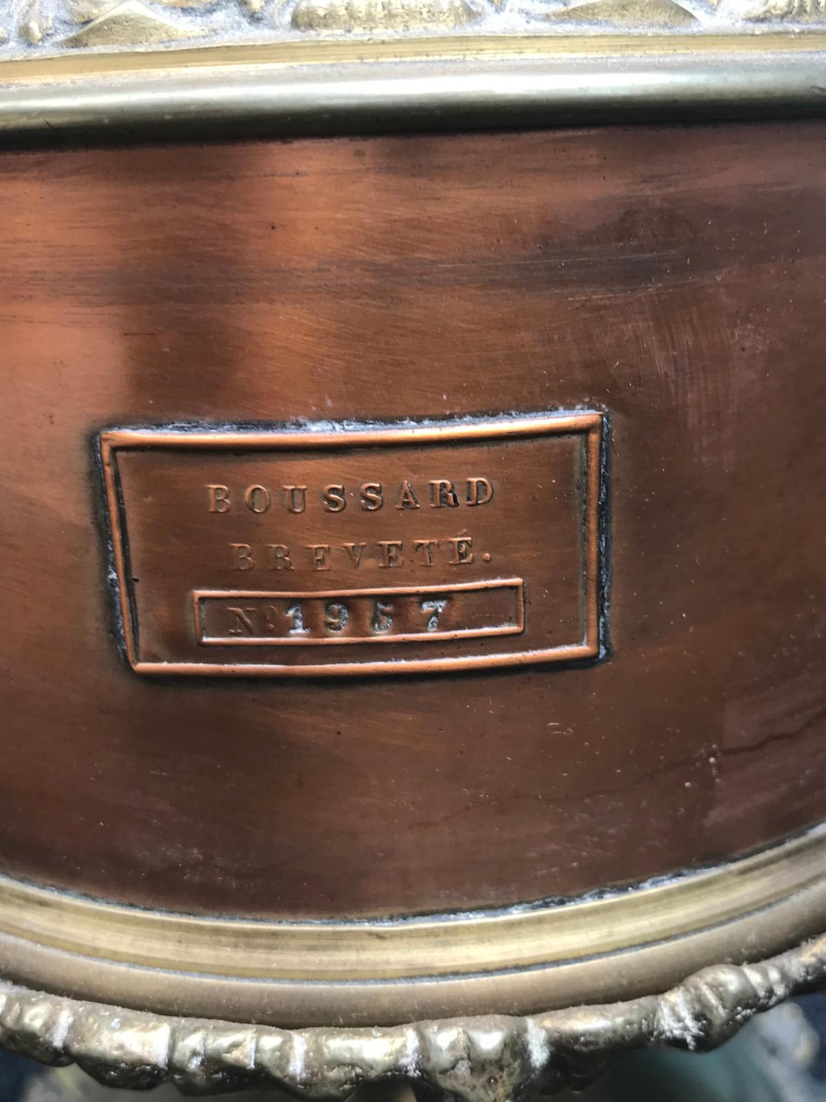 19th century French copper oil lamp with brass detail and Boussard patent label
New wiring.