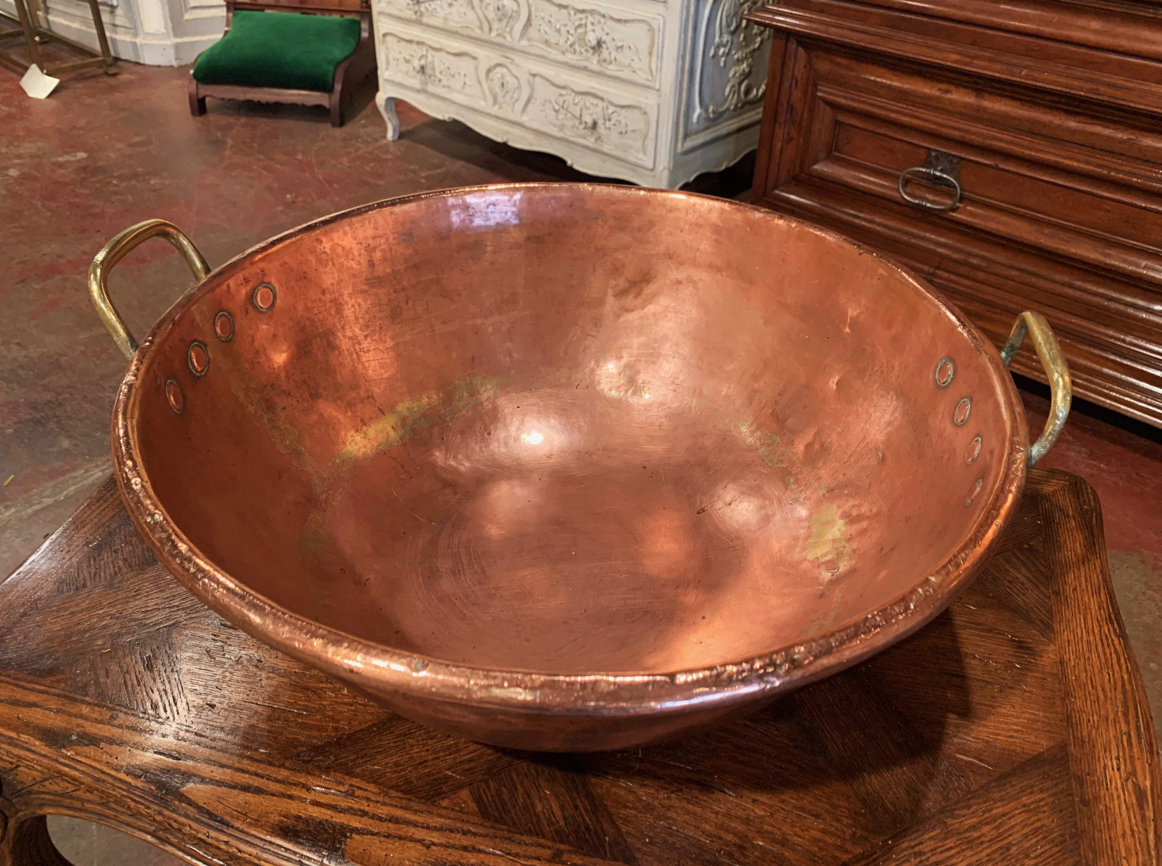 Country 19th Century French Copper over Brass Jelly Bowl from Normandy