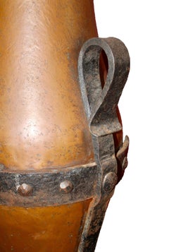 19th Century French Copper Urn with a Forged Base and Very Decorative