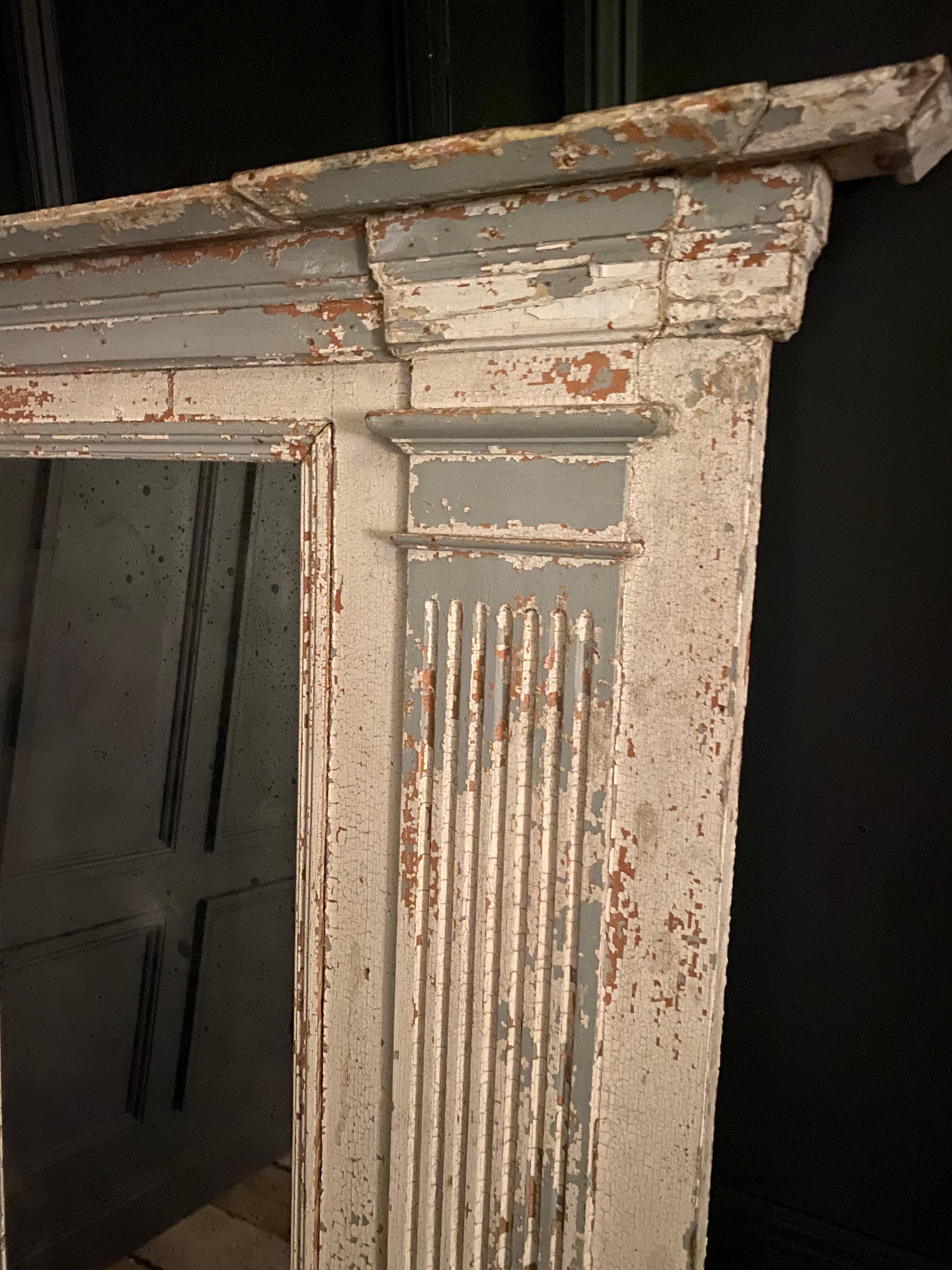 Country 19th Century French Corinthian Column Mirror in Original Paint For Sale