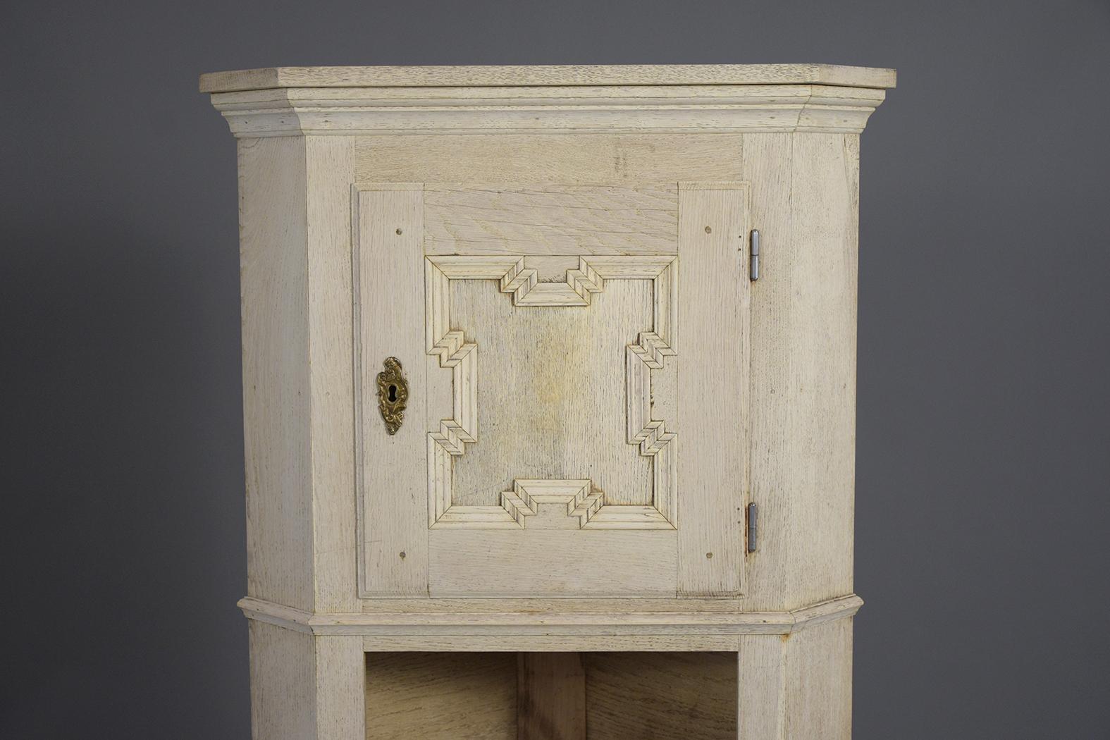 Renaissance Antique French Bleached Wood Finish Cabinet 