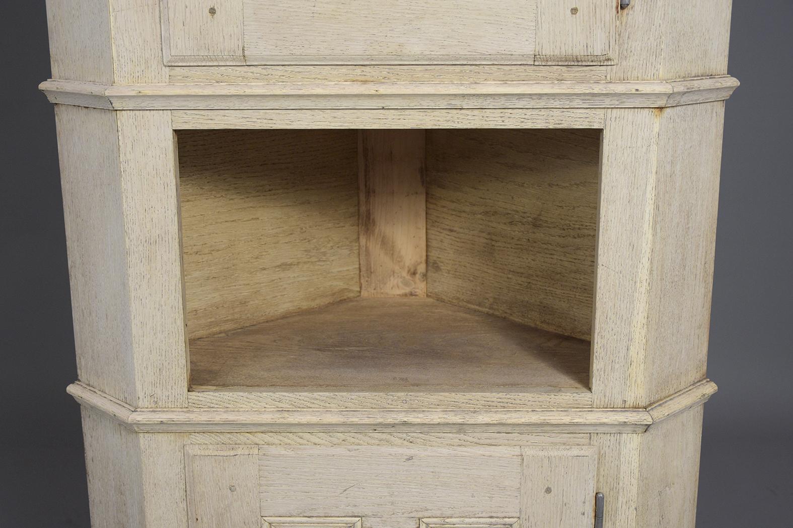 19th Century Antique French Bleached Wood Finish Cabinet 